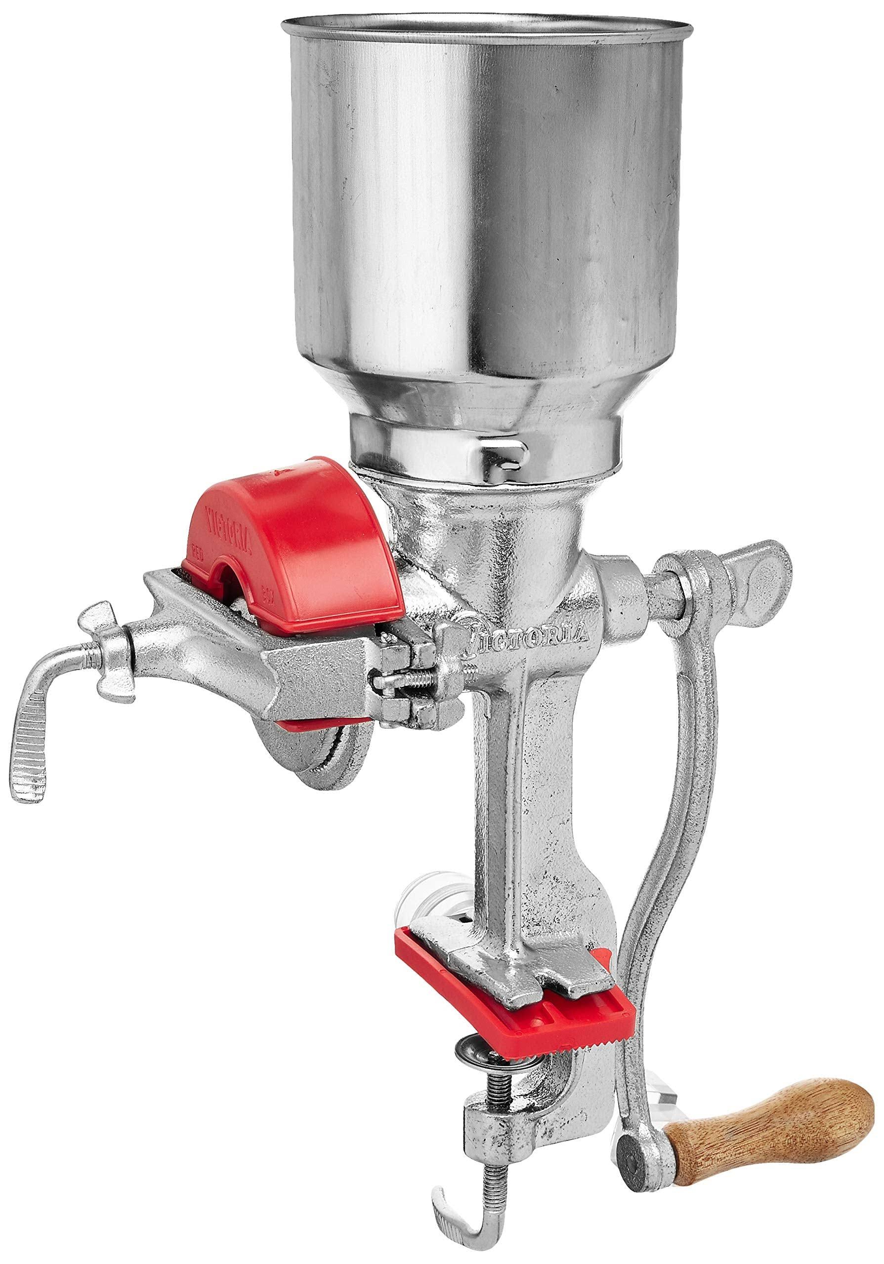 Victoria Commercial Grade Manual Grain Grinder with High Hopper - Table Clamp