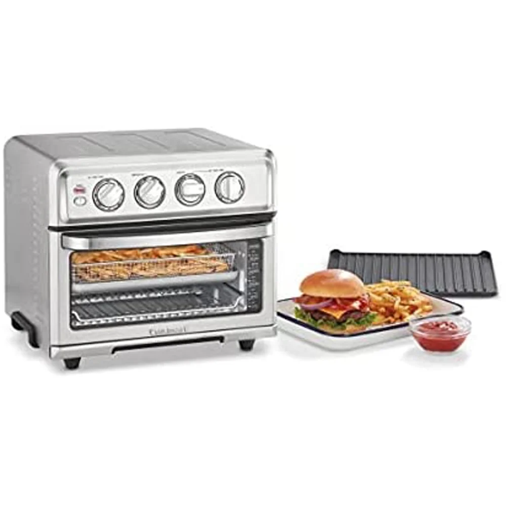Cuisinart TOA - 70 Airfryer Toaster Oven with Grill Stainless Steel Bundle with Deco Chef Pair of Red Heat Resistant Oven Mitt