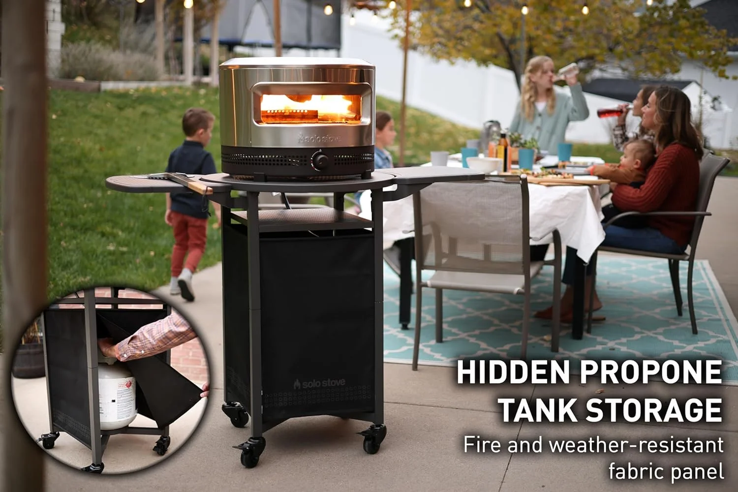 Pizza Oven Cart for Outdoor Pi Pizza Ovens | Portable Pizza Oven Table, Compatible with the entire Pi family, Locking Wheels, Foldable Shelves, Steel, Height: 35.75 in, Weight: 43 lbs - Image 3