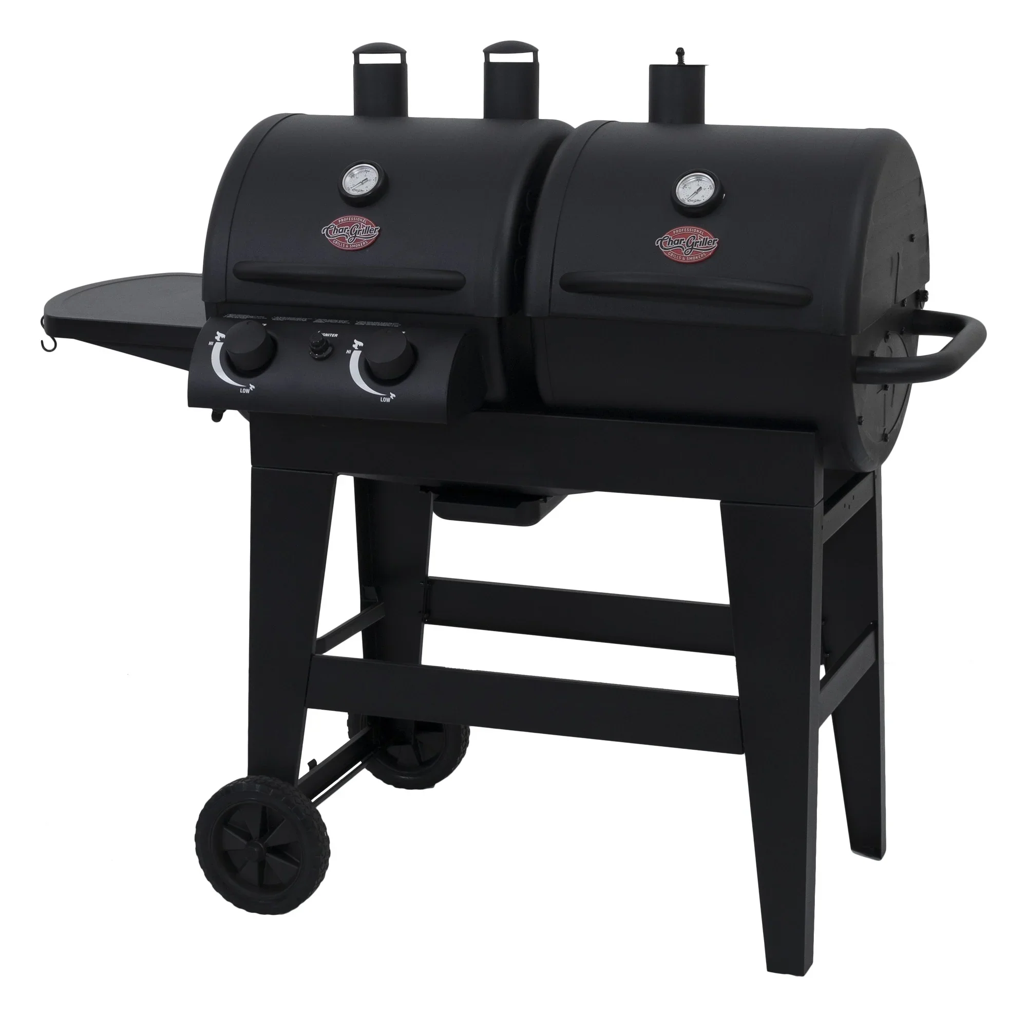 Dual 2 Burner Gas & Charcoal Grill, 5030, Black