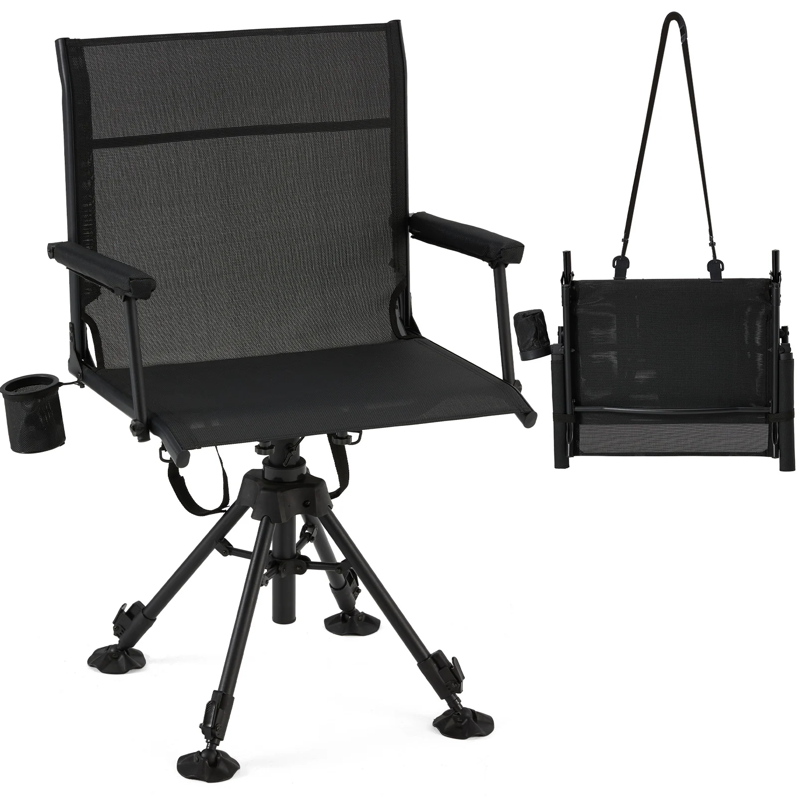 AECOJOY Lightweight Hunting Chair Without Cushion, Foldable & Rotating, Quiet Design for Deer Blind