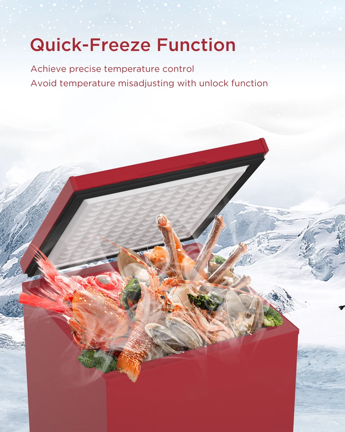 40��F Low Temperature Chest Freezer 3.5 Cu Ft with 2 Removable Baskets RED - Image 3