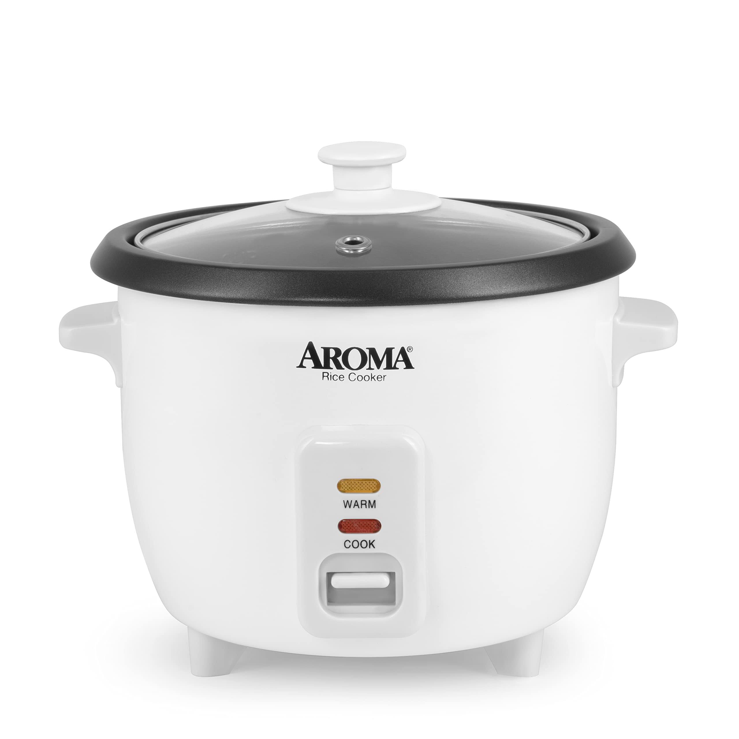 Aroma Housewares 6-Cup (Cooked) 1.5 Qt. One Touch Rice Cooker, White