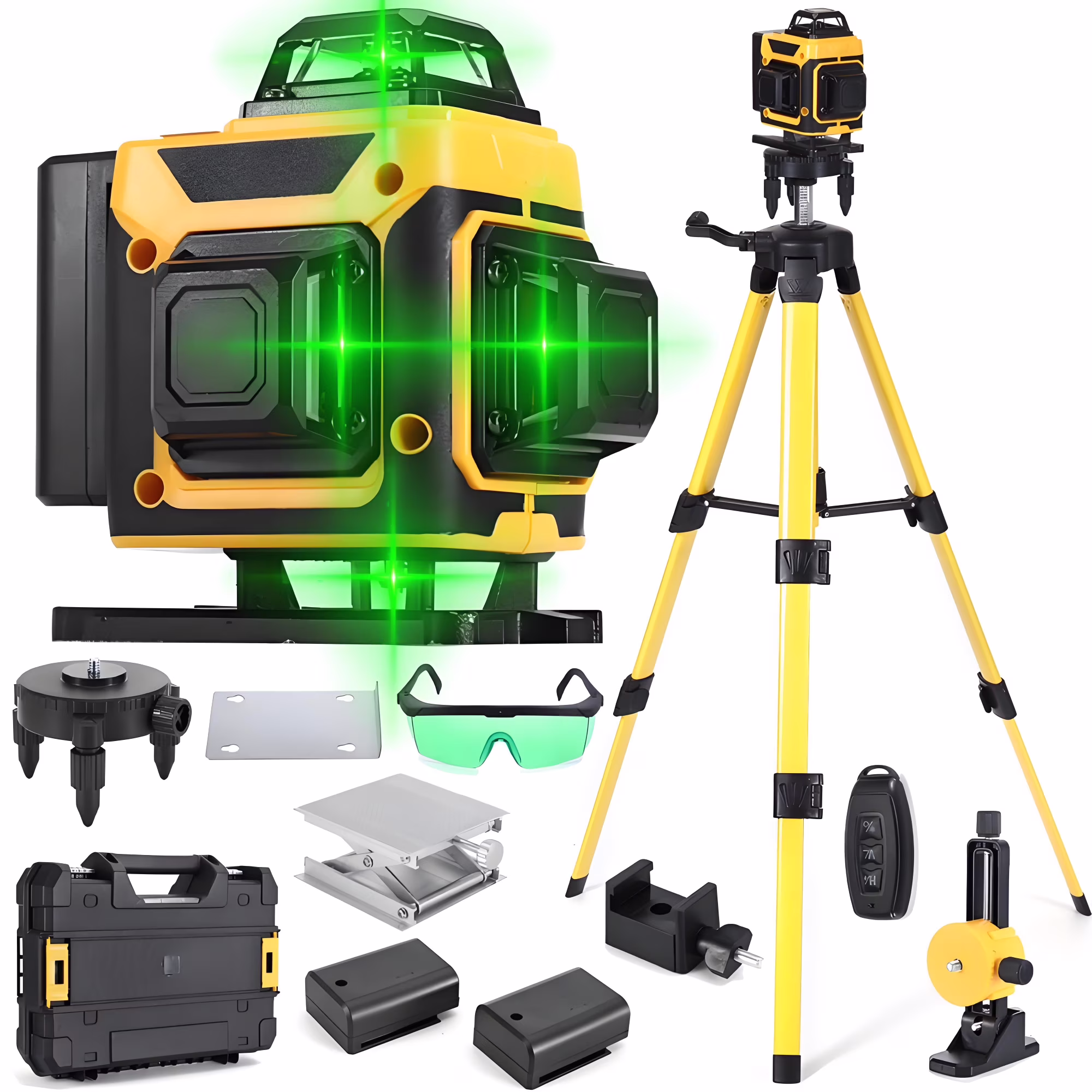 Laser Level,GOCHIFIX 16 Lines 4x360�� Green Cross Laser Level Self Leveling with Tripod,Rotating Bracket,Remote Control,Lifting Platform,Rechargeable Battery and Storage Box