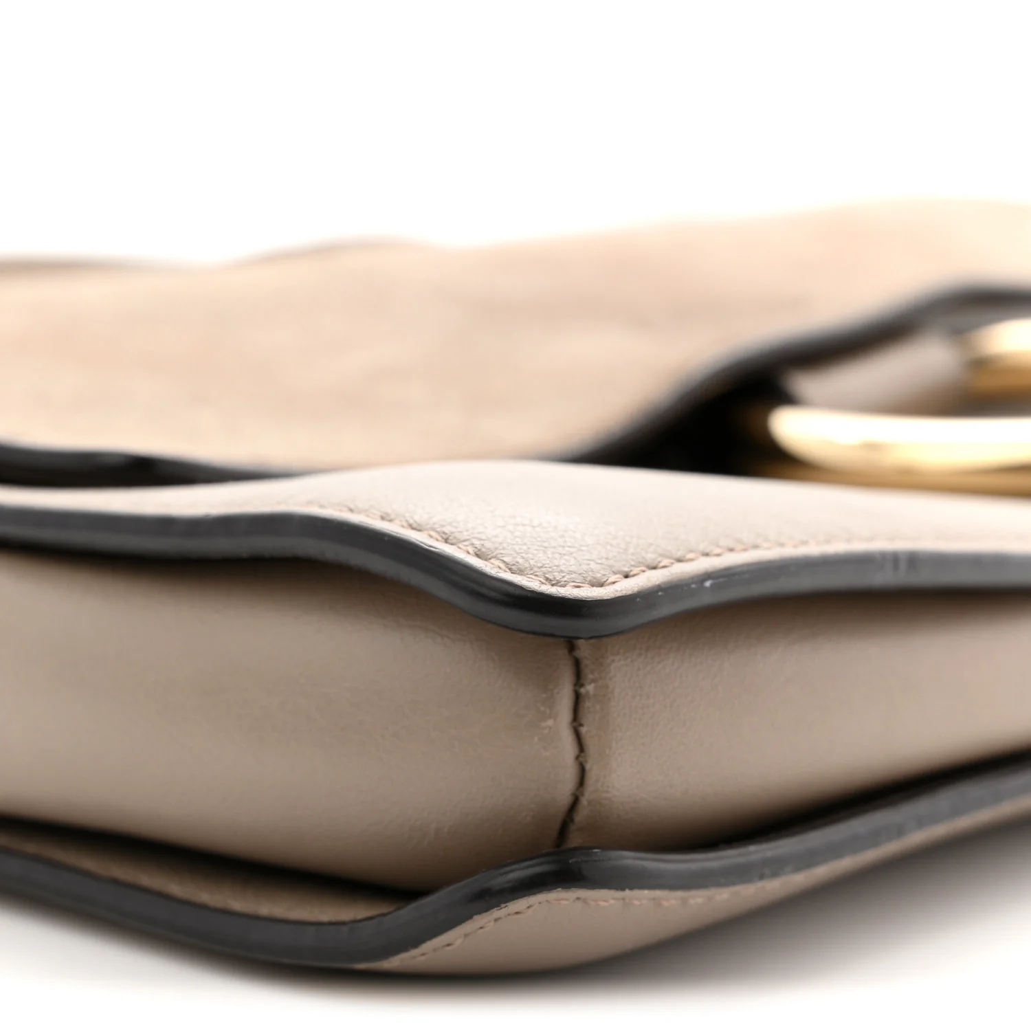 Suede Calfskin Small Faye Shoulder Bag Motty Grey