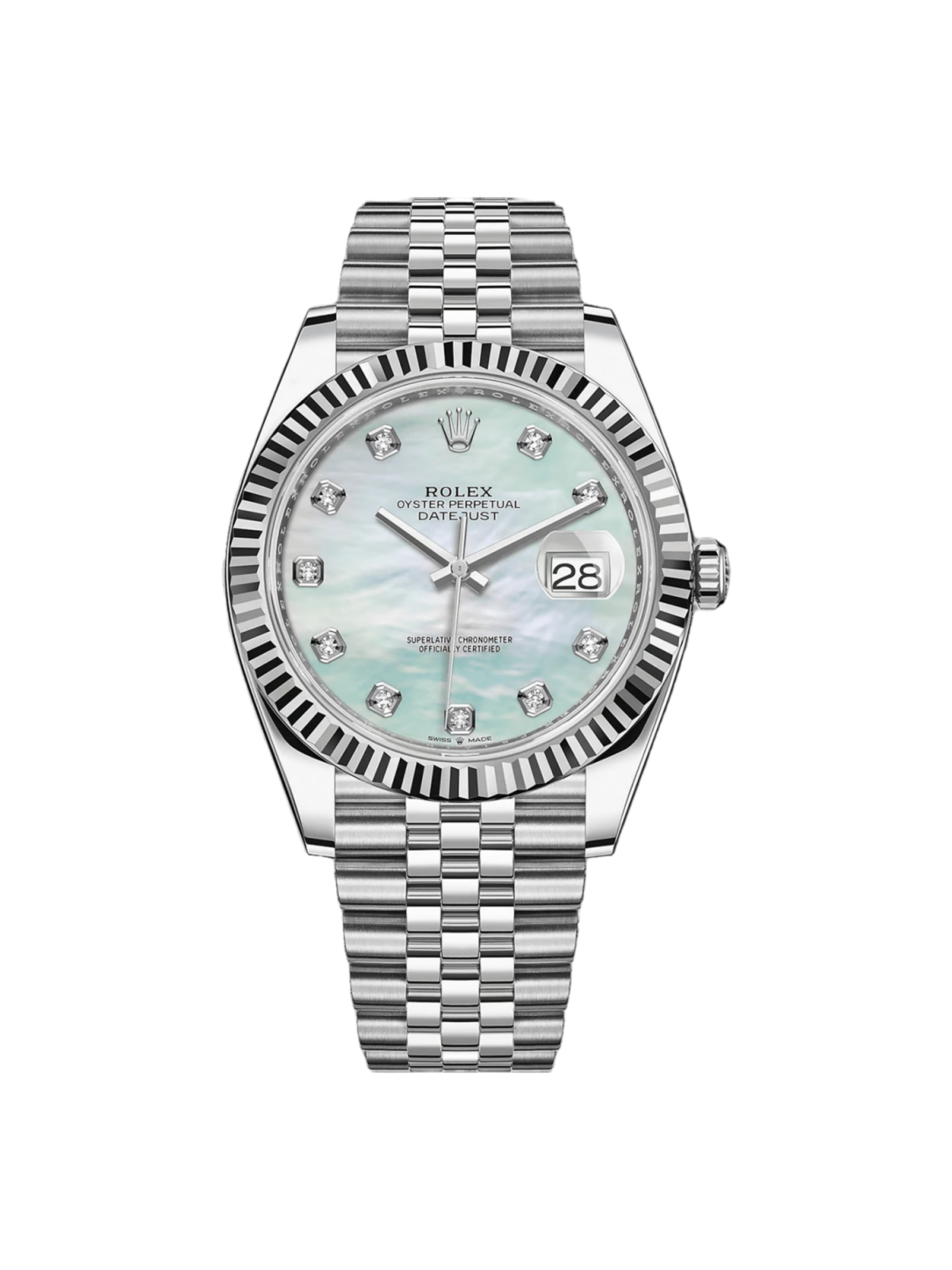 [Super Clone]RLX  Datejust 126334 MOP Diamond Jubilee 41mm Stainless Steel and White Gold