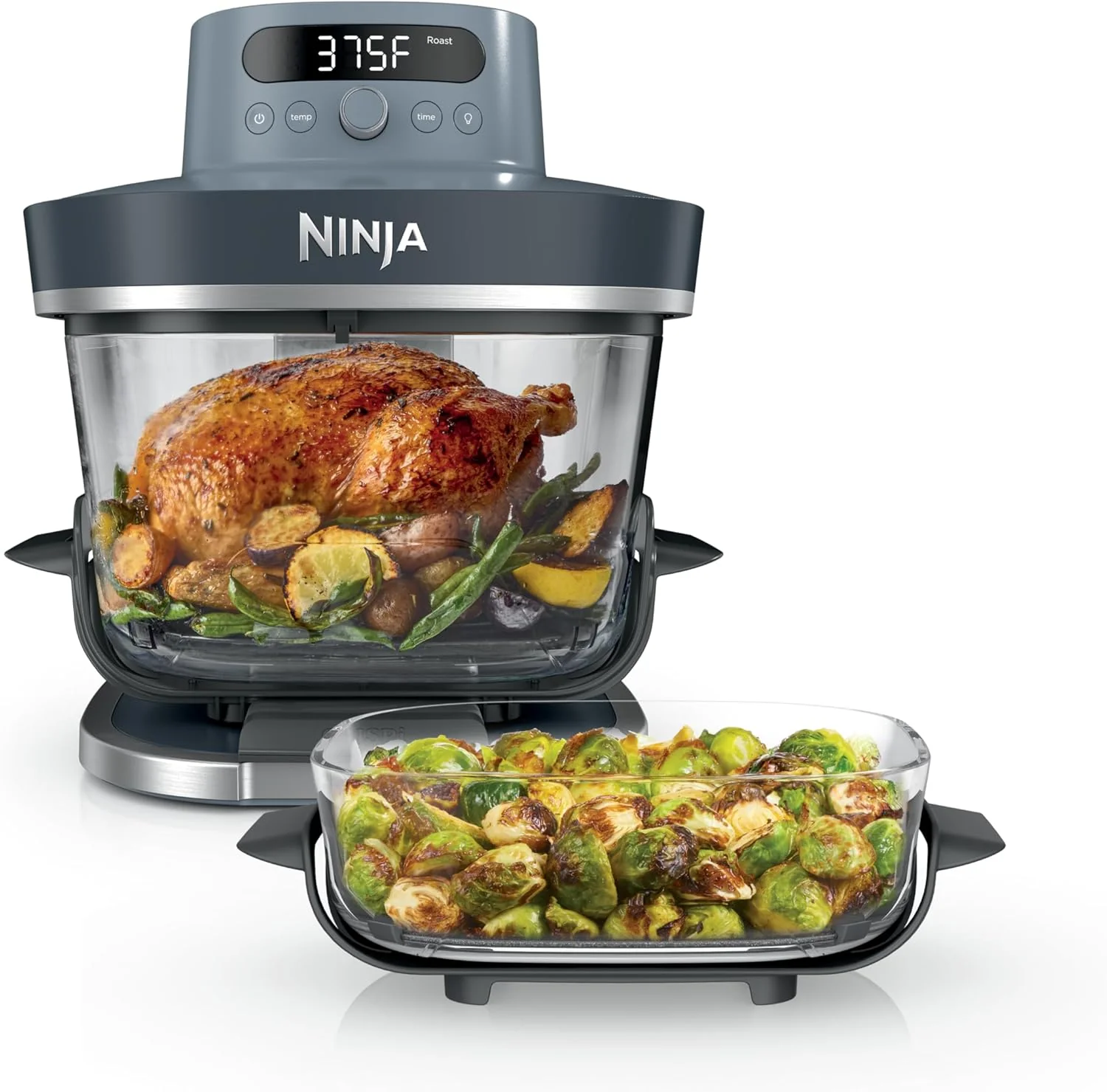 Friteuse à air Ninja Crispi Pro 6 en 1 en verre | Deux récipients en verre de 6 et 2,5 pintes avec couvercles de conservation