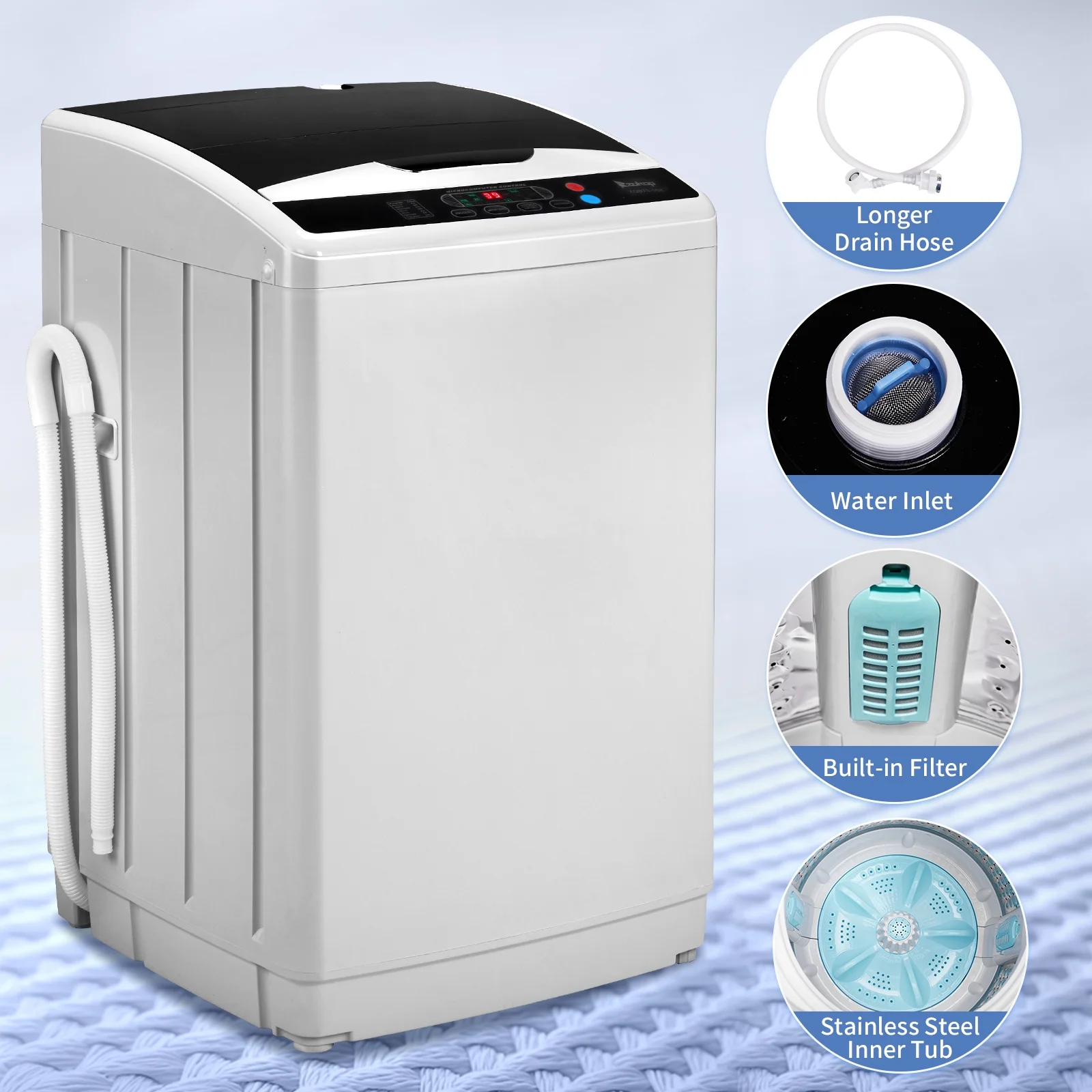 Full Automatic Washing Machine, 25 lbs Top Load Portable Washer with Drain Pump - Image 6