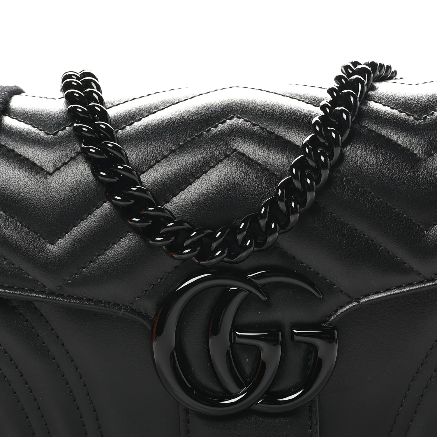Calfskin Matelasse Monochrome GG Marmont Crossbody Shoulder Bag Black