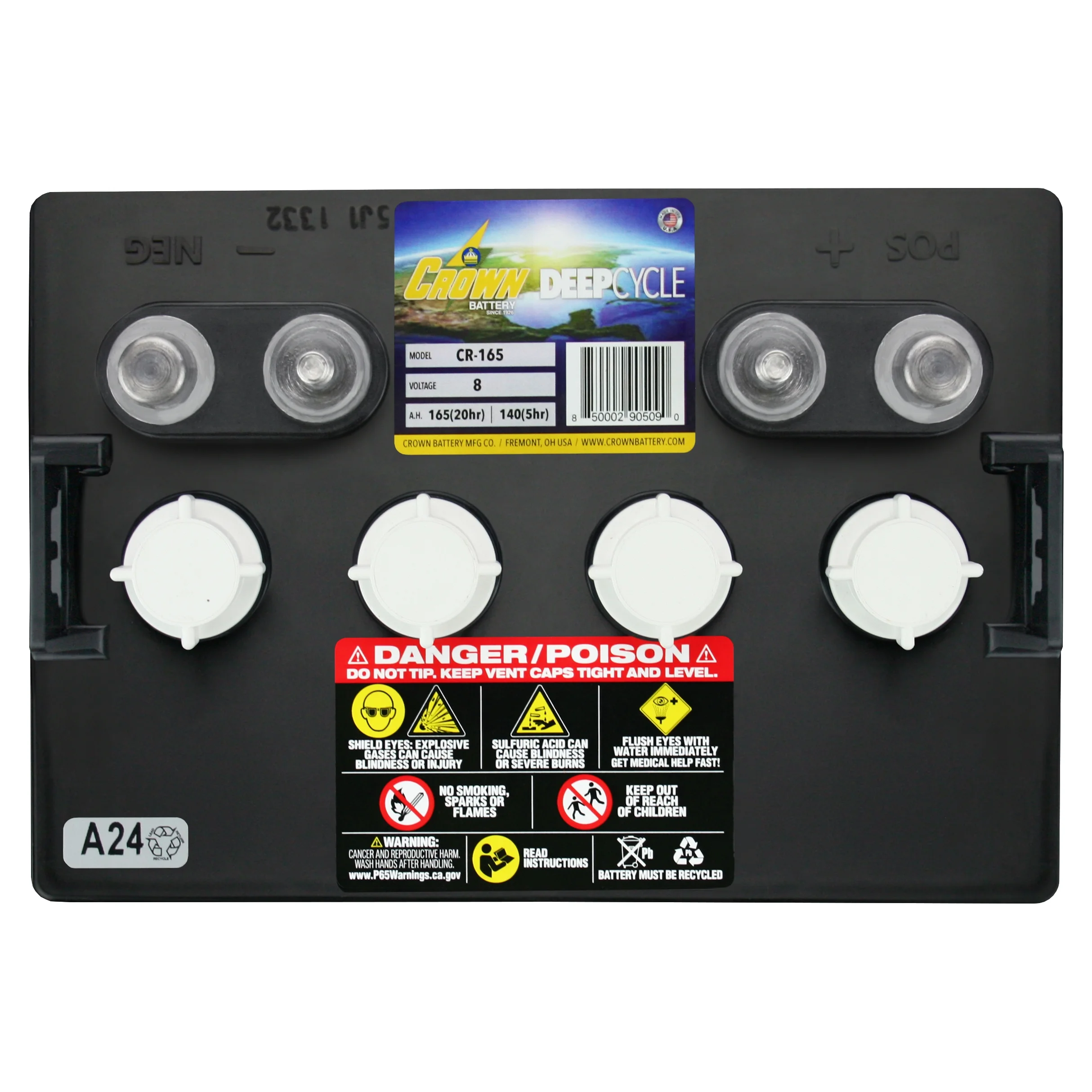 CR-165 8V Deep-Cycle Flooded Battery replaces Trojan T-875 X4 - Image 5