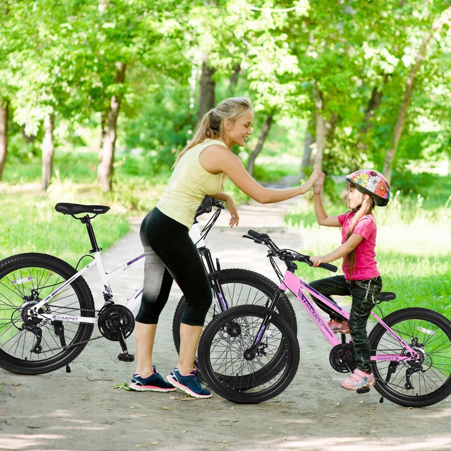 26 inch Women Mountain Bike, 21 Speeds Mountain Bicycle with Steel Frame, Dual Disc Brakes and 100mm Front Suspension, MTB Bike for Urban Trail Snow Commuter, White