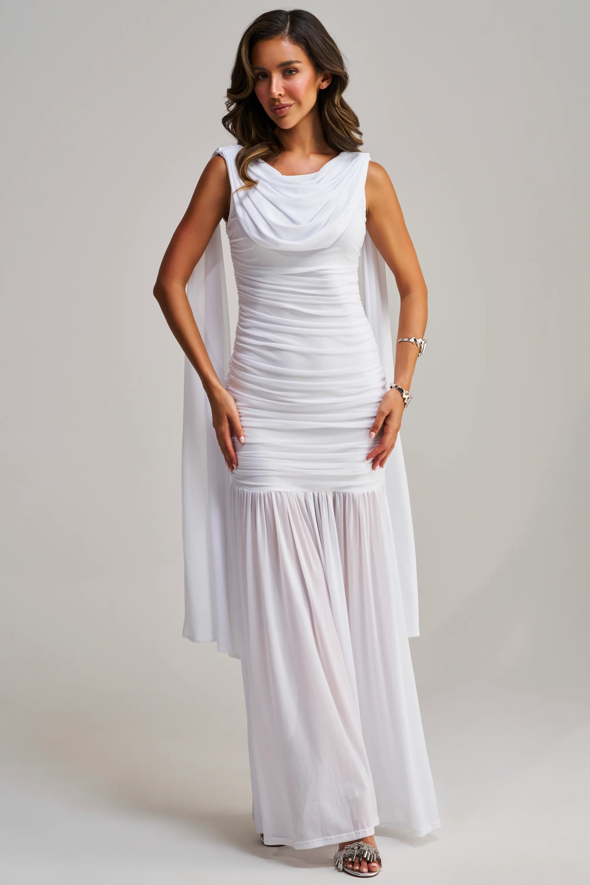 TRENDSETTER ENERGY LAYERED MAXI DRESS IN WHITE - Akira Store