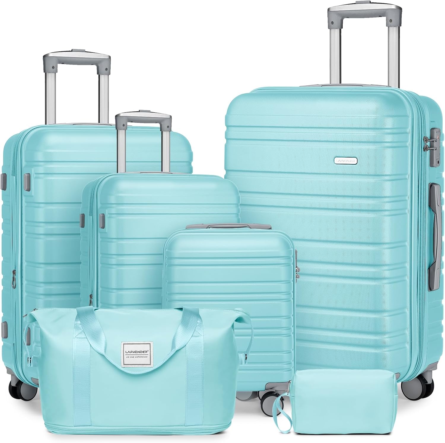 Ensemble de 6 valises, ensemble de valises rigides extensibles avec roulettes multidirectionnelles, ensemble de bagages à roulettes légers