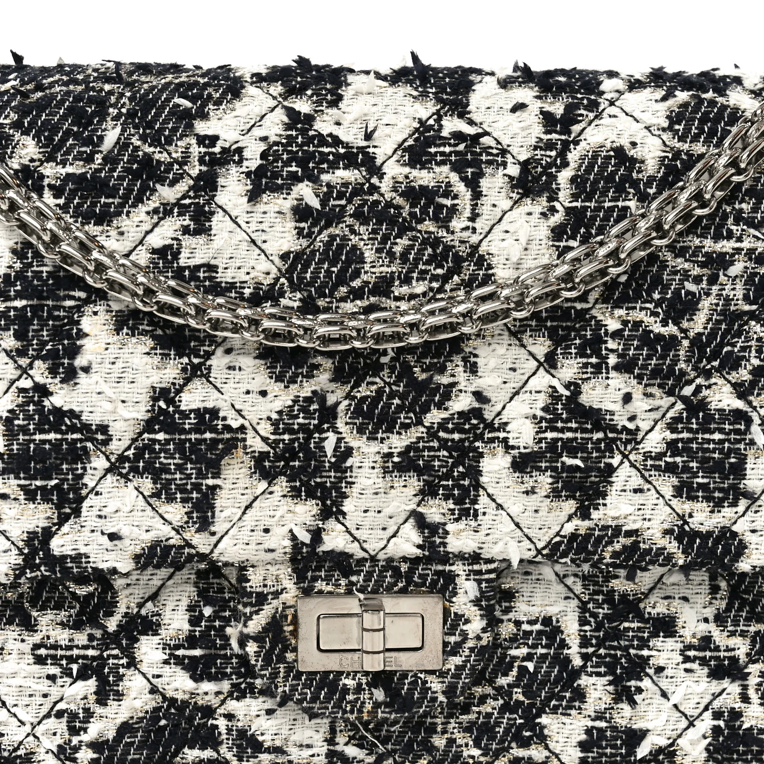 Tweed Camellia Quilted 2.55 Reissue 226 Flap Ecru