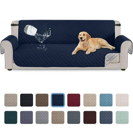 Sanmadrola 100% Waterproof Sofa Cover Non Slip Couch Cover Machine Washable Slipcover Leakproof Furniture Protector for Dogs Kids Pets, Dark Blue,