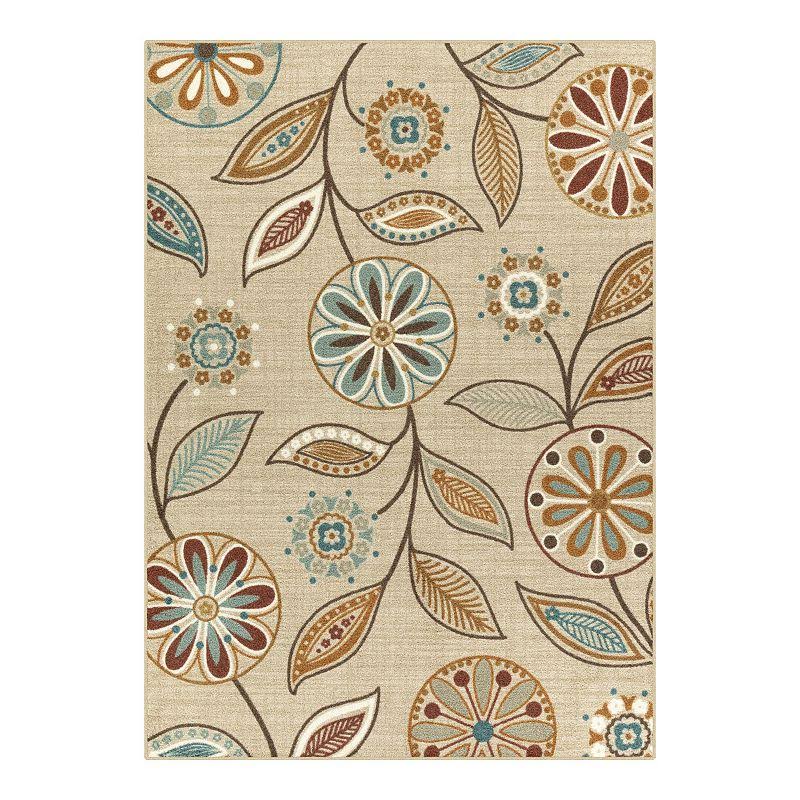 Maples Rugs Traditional Minerva Beige Multi Floral Indoor Hallway Runner Rug, 1'8