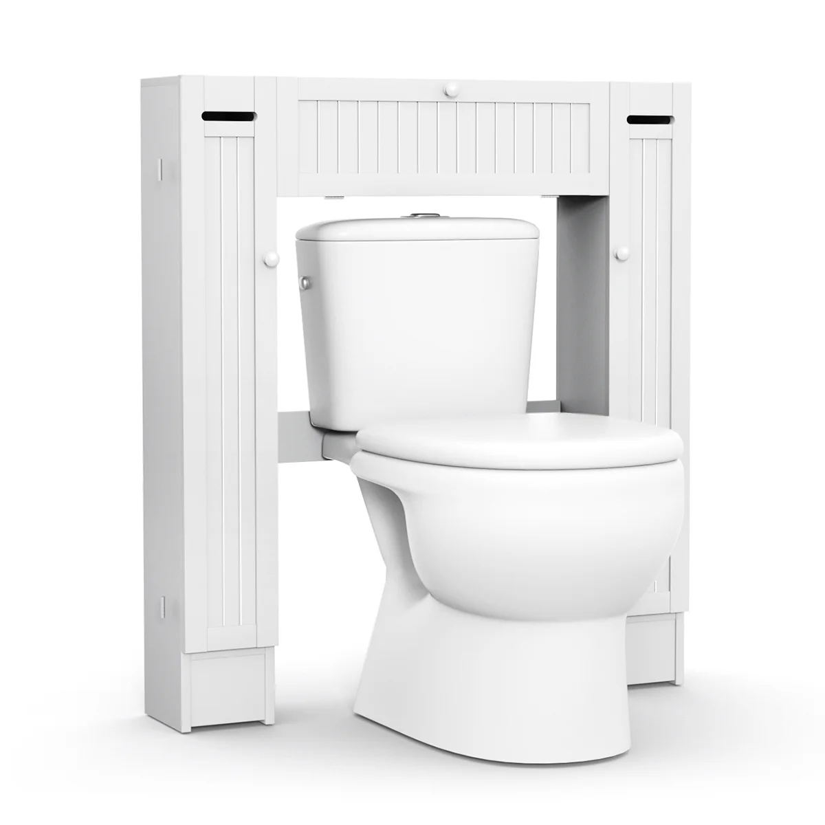 Topbuy Wooden Cabinet Bathroom Spacesaver Over the Toilet Storage Cabinet W/ Drop Door White