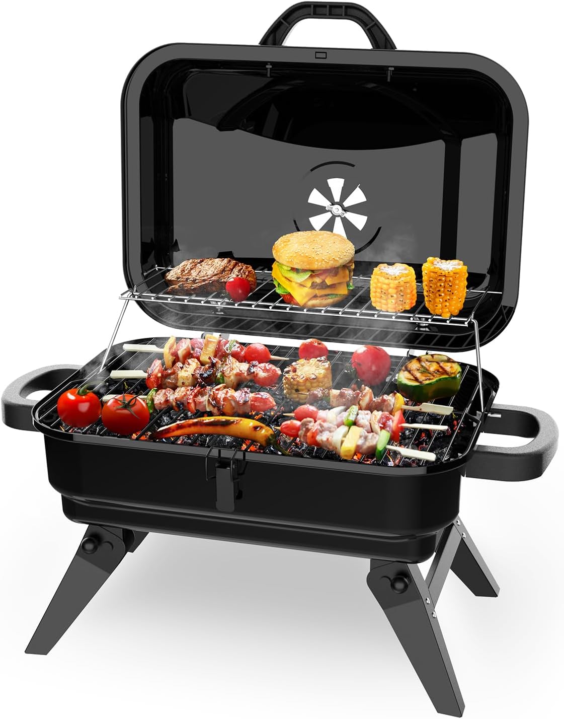 Portable Charcoal Grill, Small Foldable Tabletop BBQ Grill for Camping