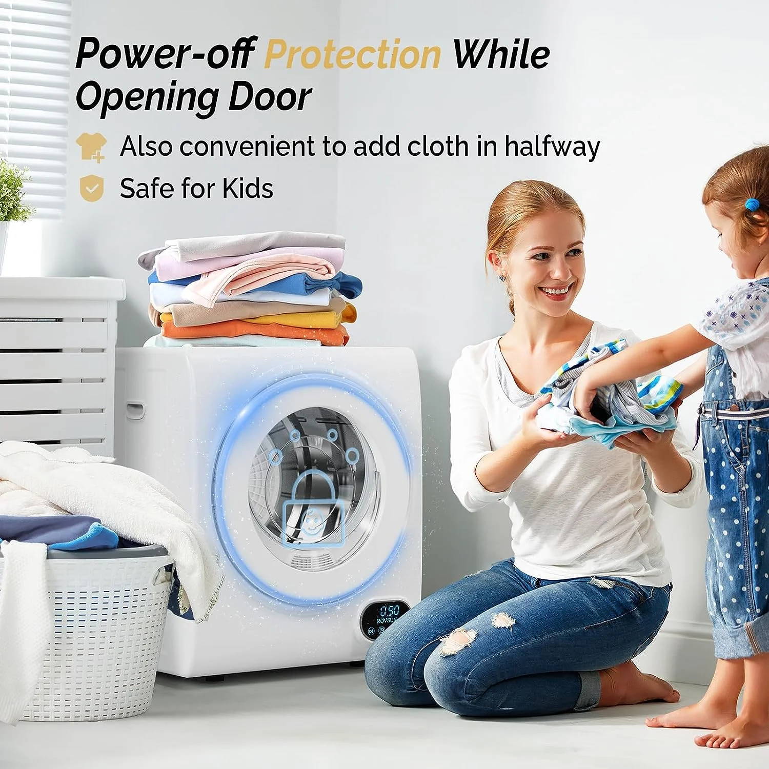 Portable Clothes Dryer 10 lbs 110V White Electric Dryer Tumble - Image 8