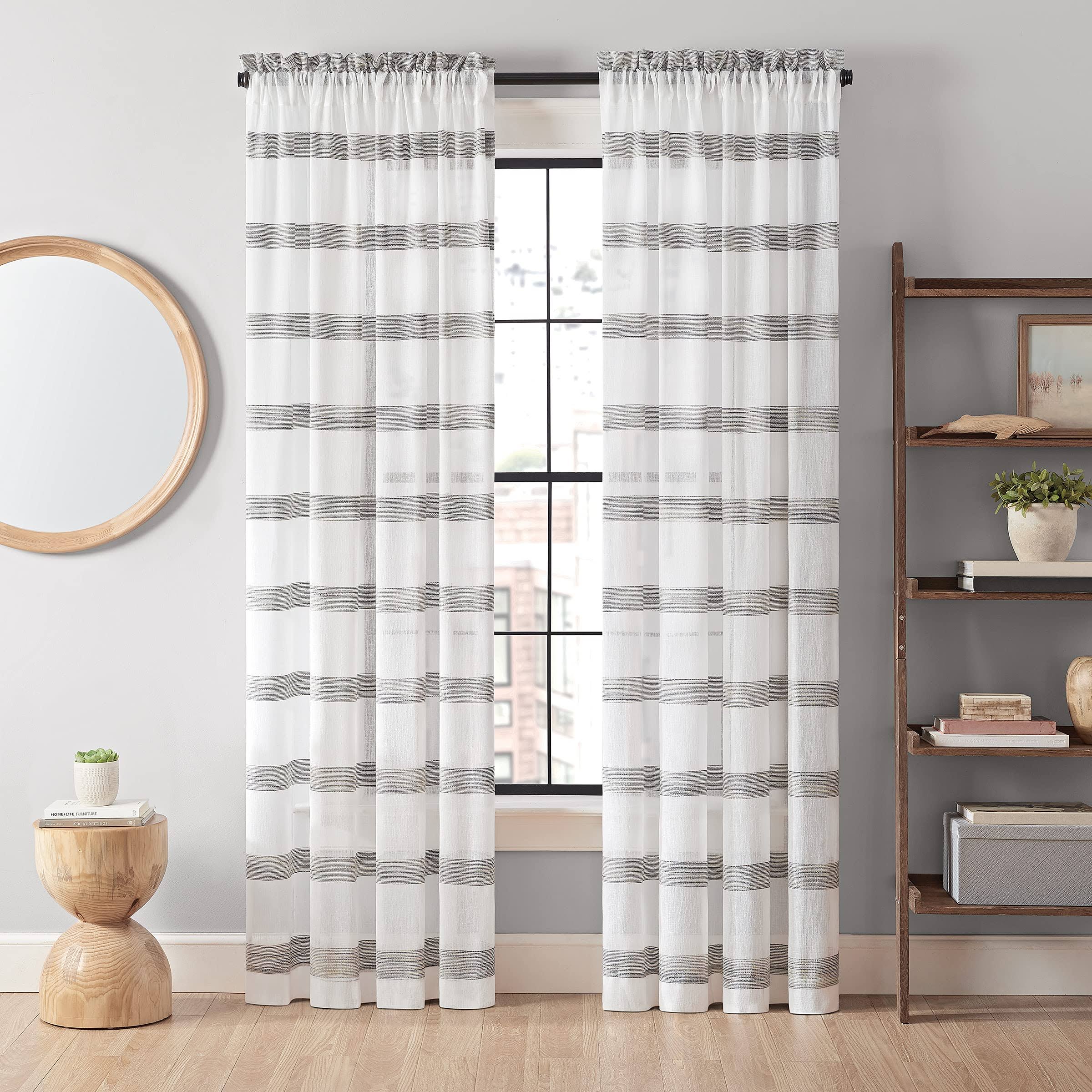 Vue Black Kyoto Semi Sheer Window Curtain