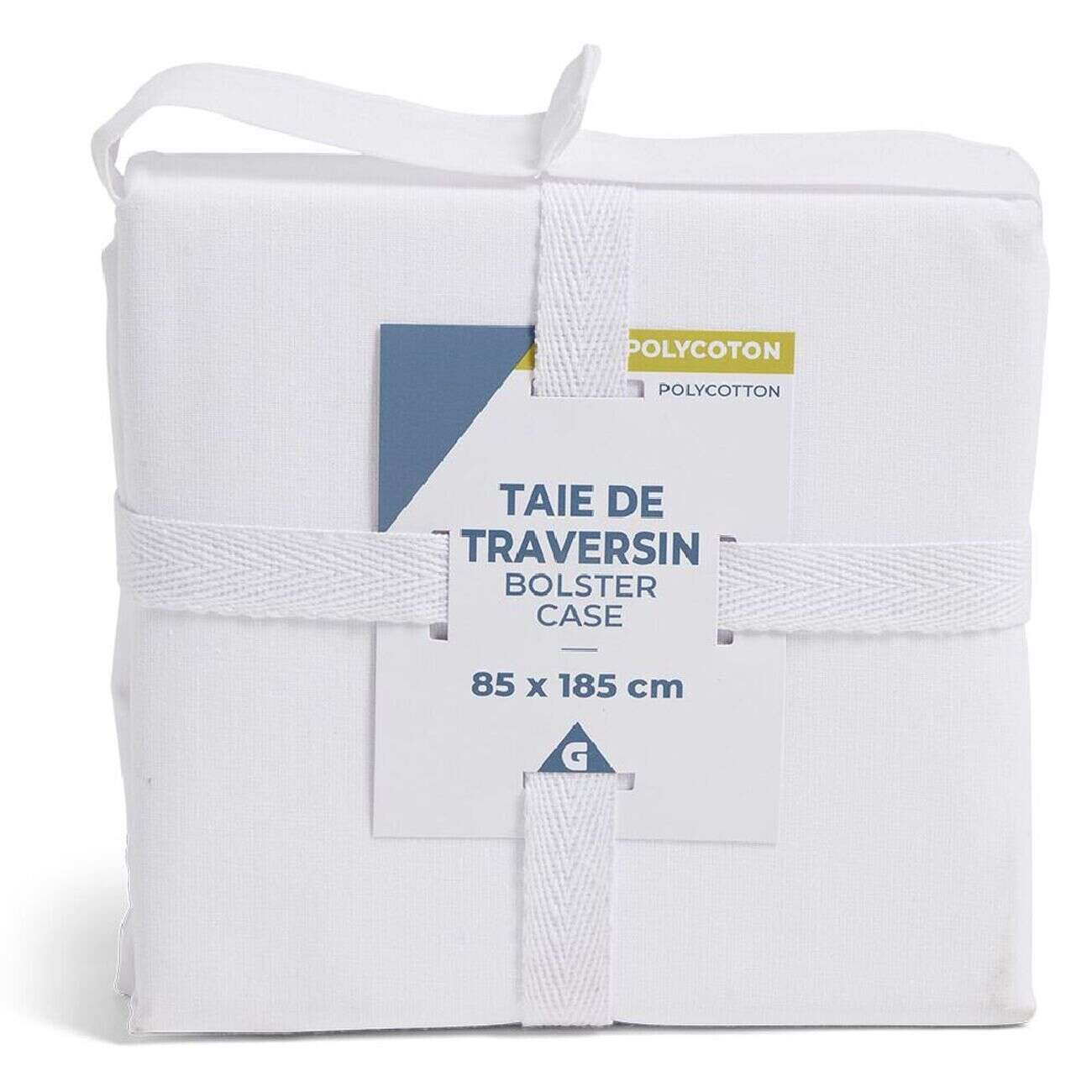 Taie de traversin 85x185cm polycoton blanc