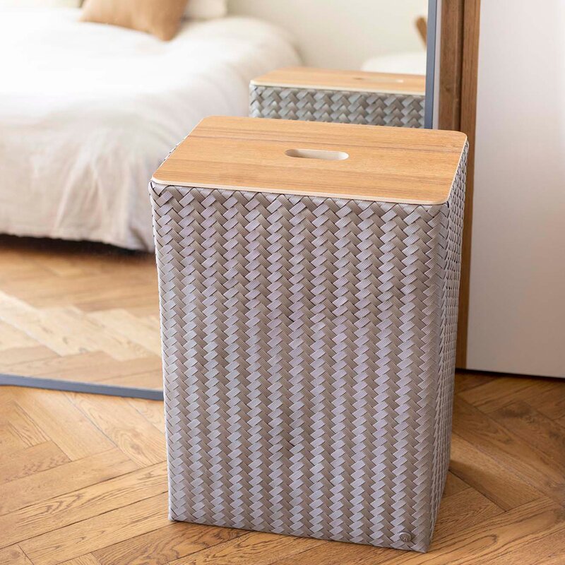 Grand superb skittentøyskurv m/lokk 44x31x60 cm taupe