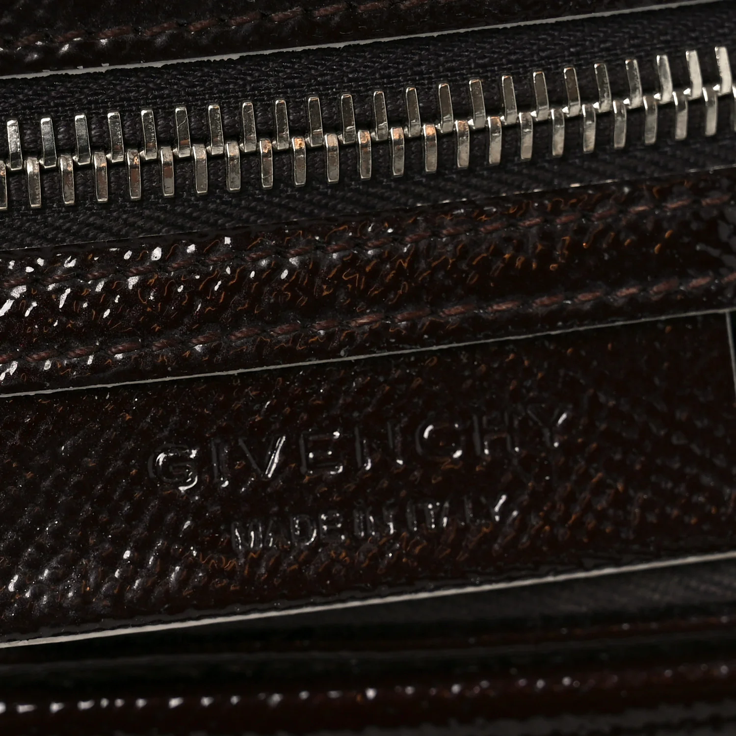 Textured Patent Calfskin Small Tri-Color Antigona Black White Brown