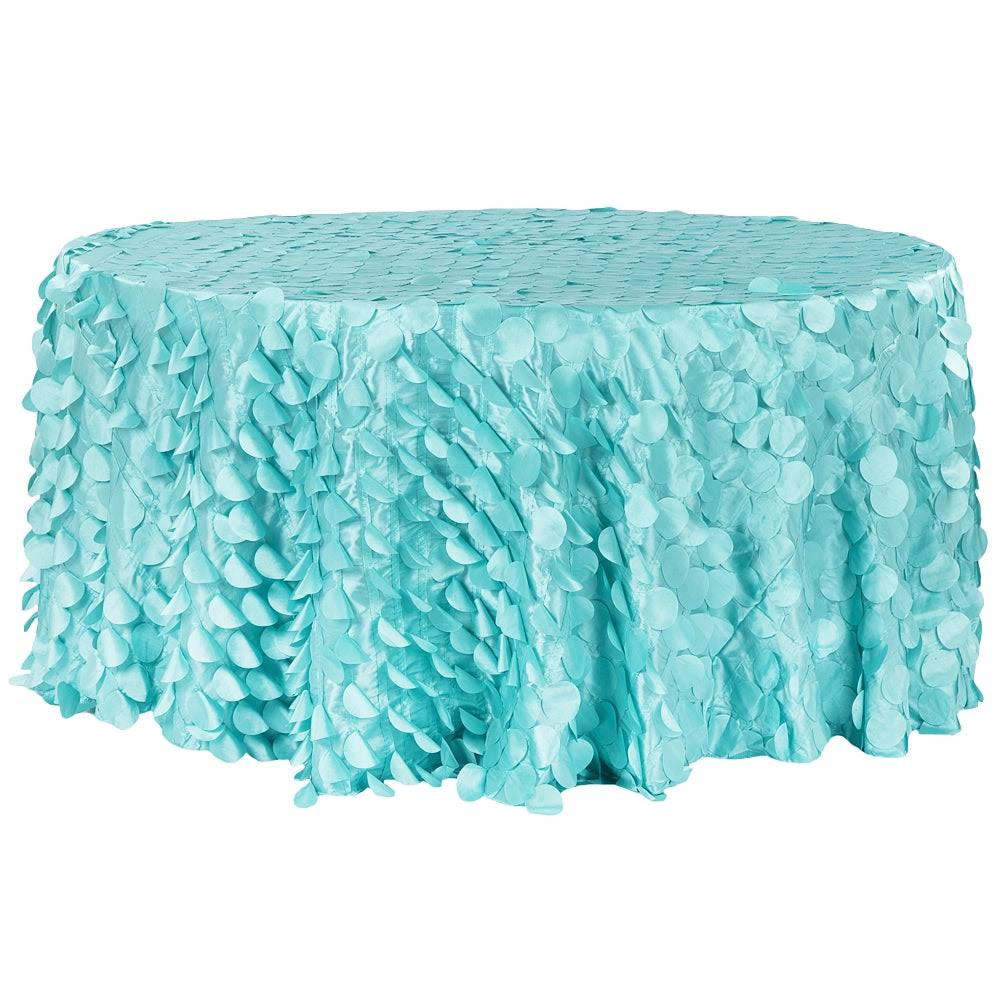 Light Turquoise Petal Circle Taffeta Round Tablecloth Size: 120 in | Wedding | Event | Wholesale by CV Linens