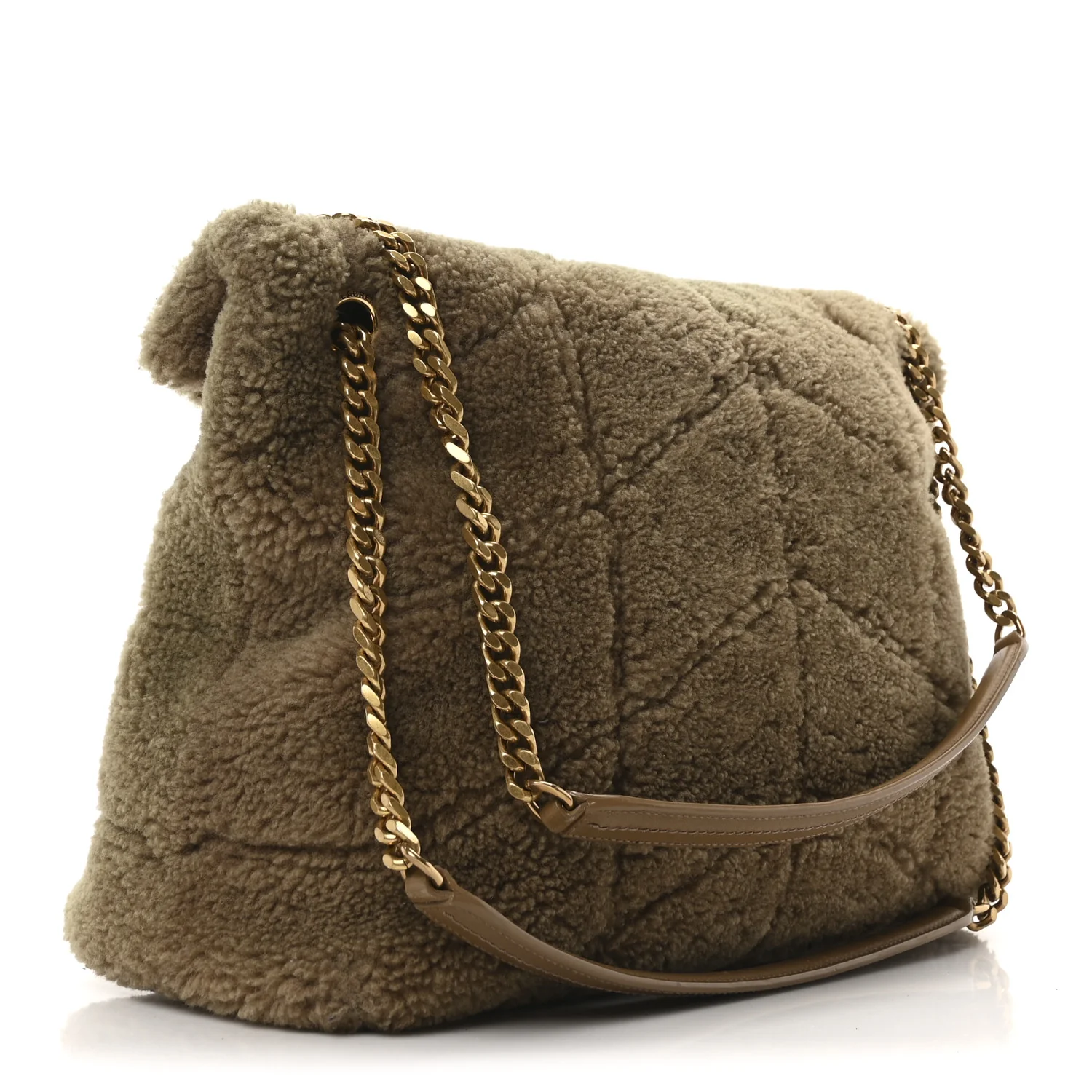Shearling Quilted Small Loulou Monogram Chain Satchel Cinnamon