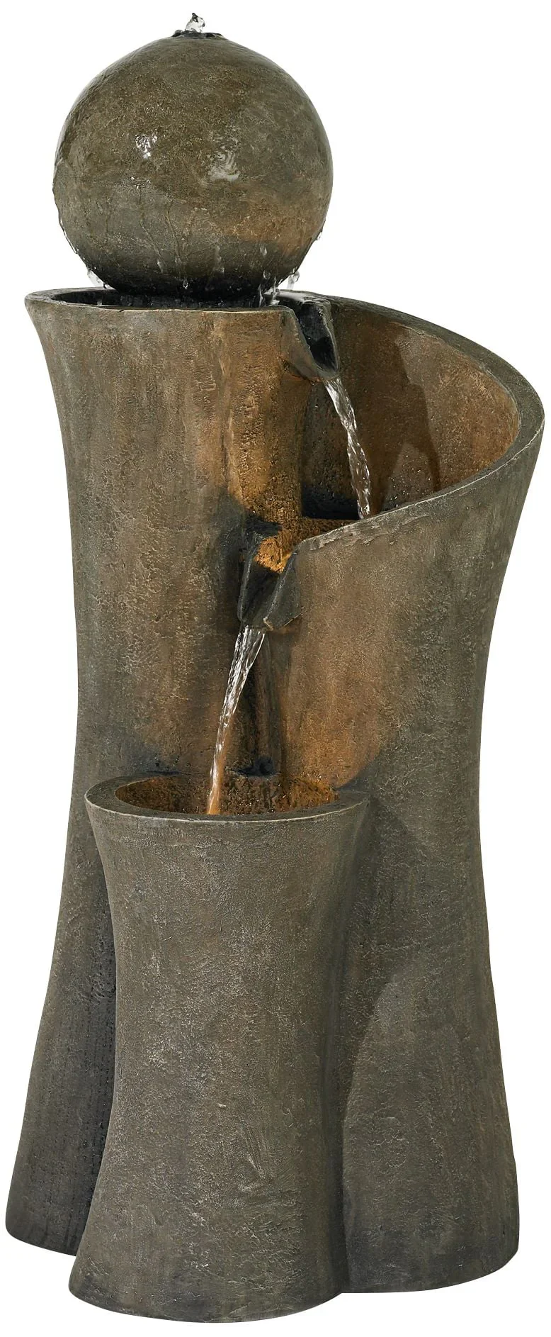 John Timberland Modern Sphere Curve Zen Outdoor Floor Water Fountain 39 1/2 with LED Light for Exterior Garden Yard Lawn