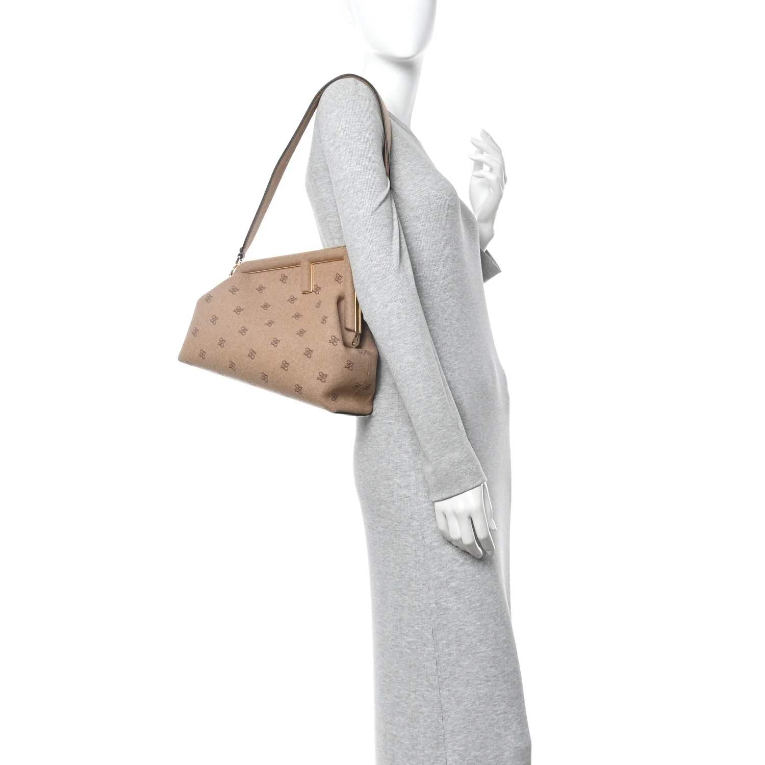 Flannel Karligraphy Embroidered Medium Fendi First Camel