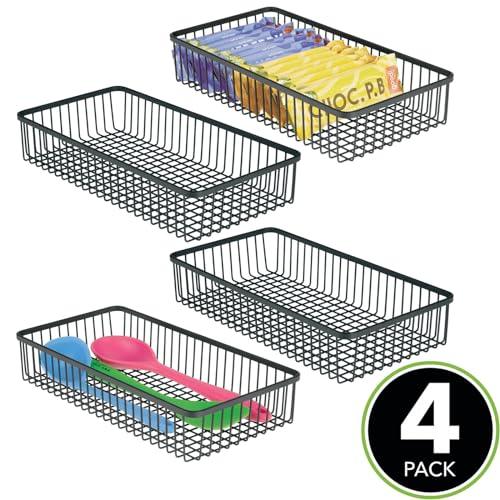 Mdesign Metal Farmhouse Kitchen Cabinet Drawer Organizer Tray - Storage Basket For Cutlery, Serving Spoons, Cooking Utensils, Gadgets - 12.1