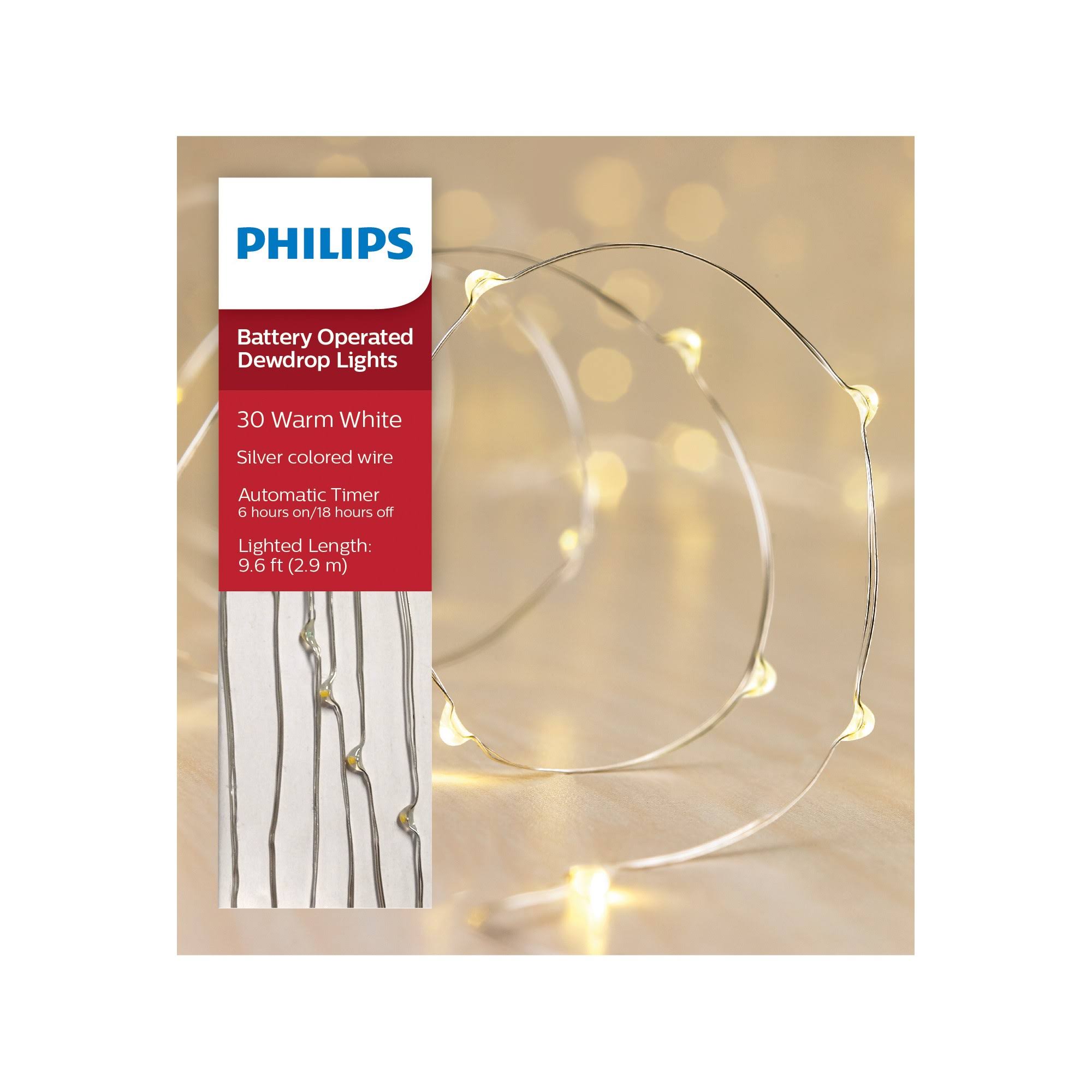Philips Dewdrop Fairy String Lights, Warm White - 30 count