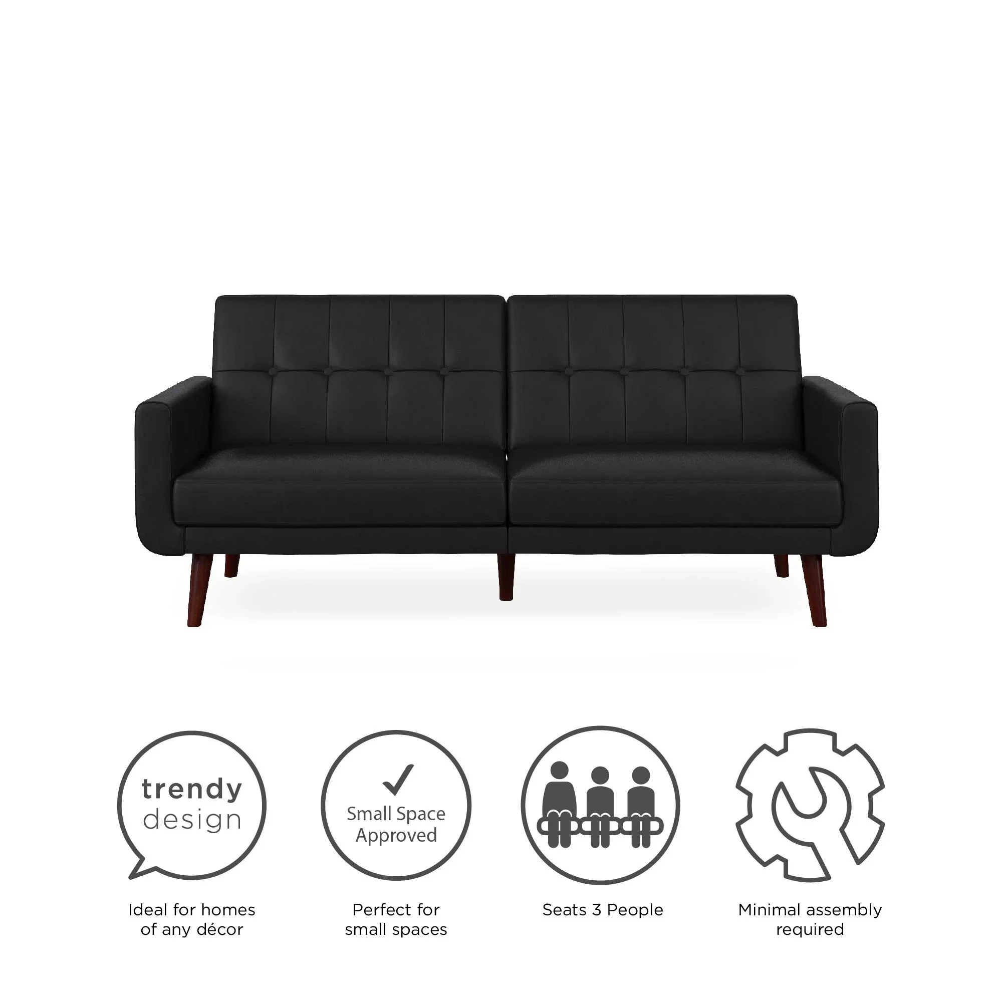 Better Homes & Gardens Nola Modern Futon, Camel Faux Leather