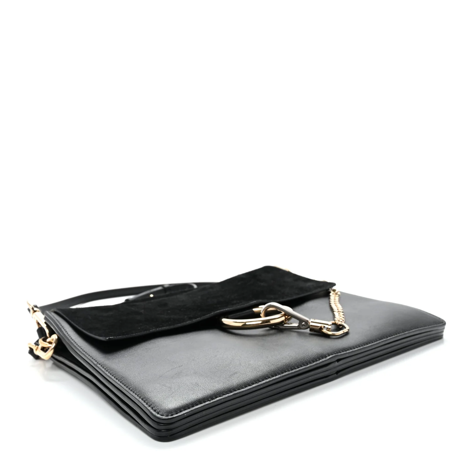 Suede Calfskin Medium Faye Shoulder Bag Black
