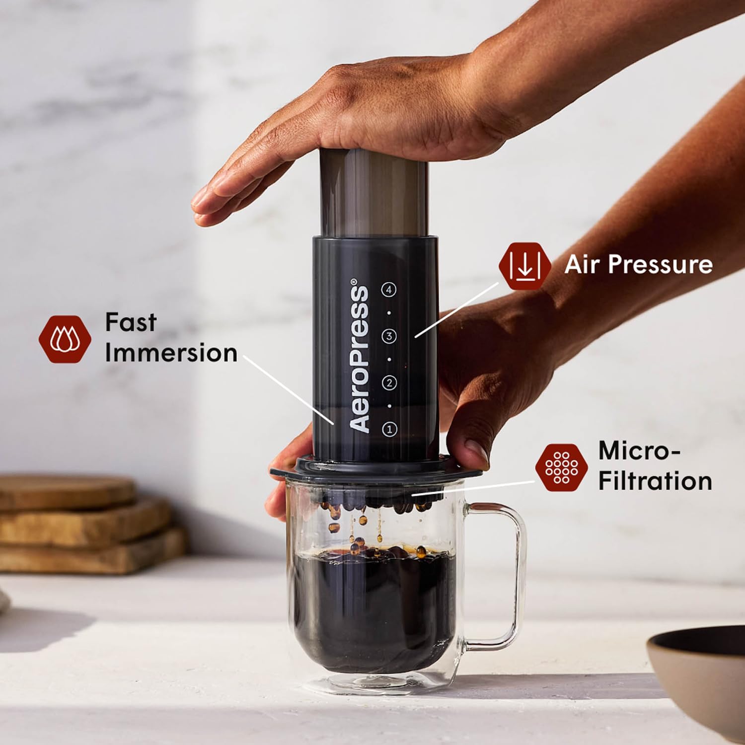 AeroPress Original Coffee Press, French Press, Pour-Over & Espresso Style| All-in-One Manual Coffee Maker, 2-Minute Brew, Less Bitterness, More Flavor, Portable, Travel & Camping