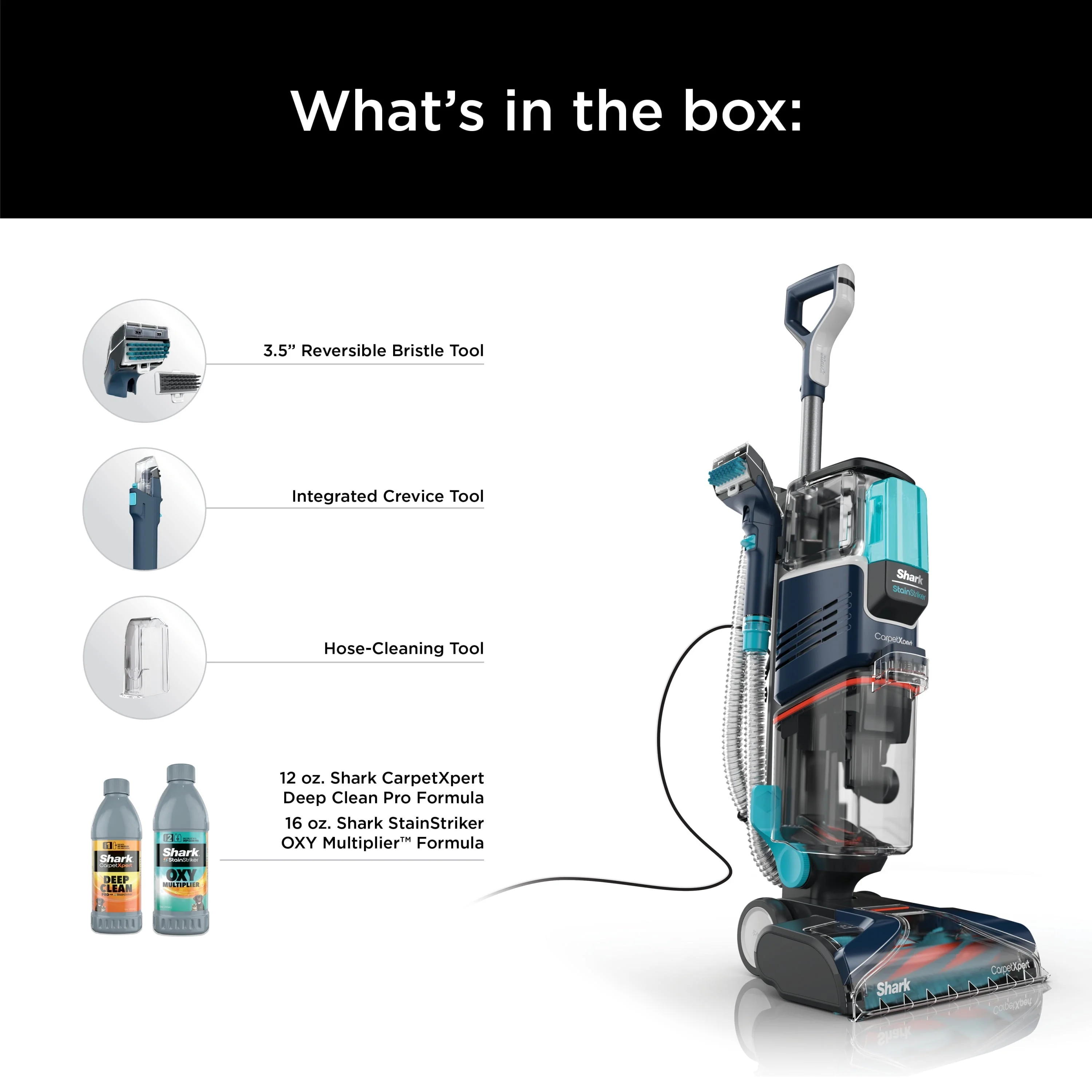 Shark CarpetXpert with StainStriker, Upright Carpet, Area Rug Upholstery Cleaner for Pets, Built in Spot Stain Eliminator, Deep Cleaning Tough Stain Removal, Carpet Shampooer, Navy, New,EX200 Image 8