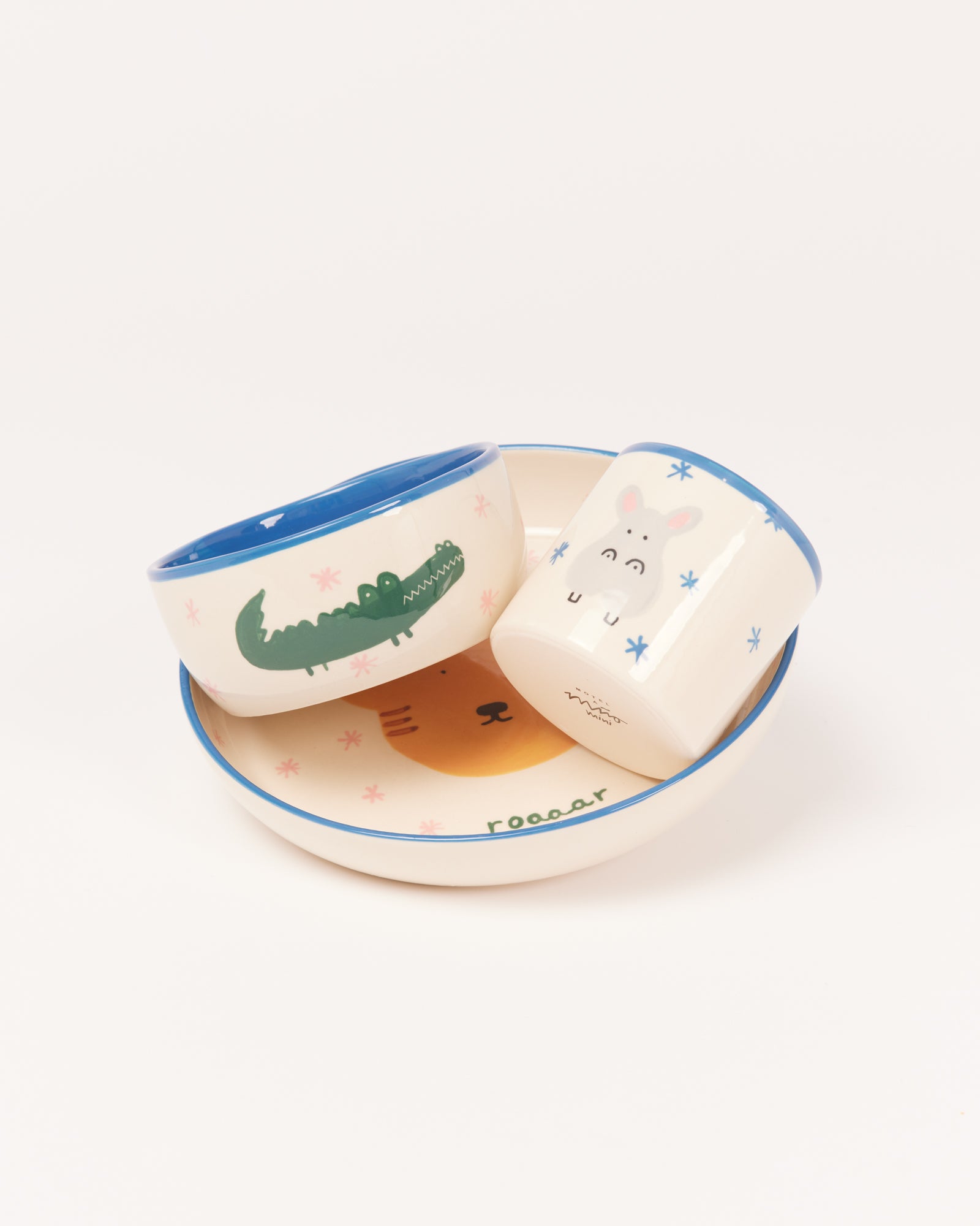 MIIO MIINI - TABLEWARE SET WHITE BLUE 3 PIECES