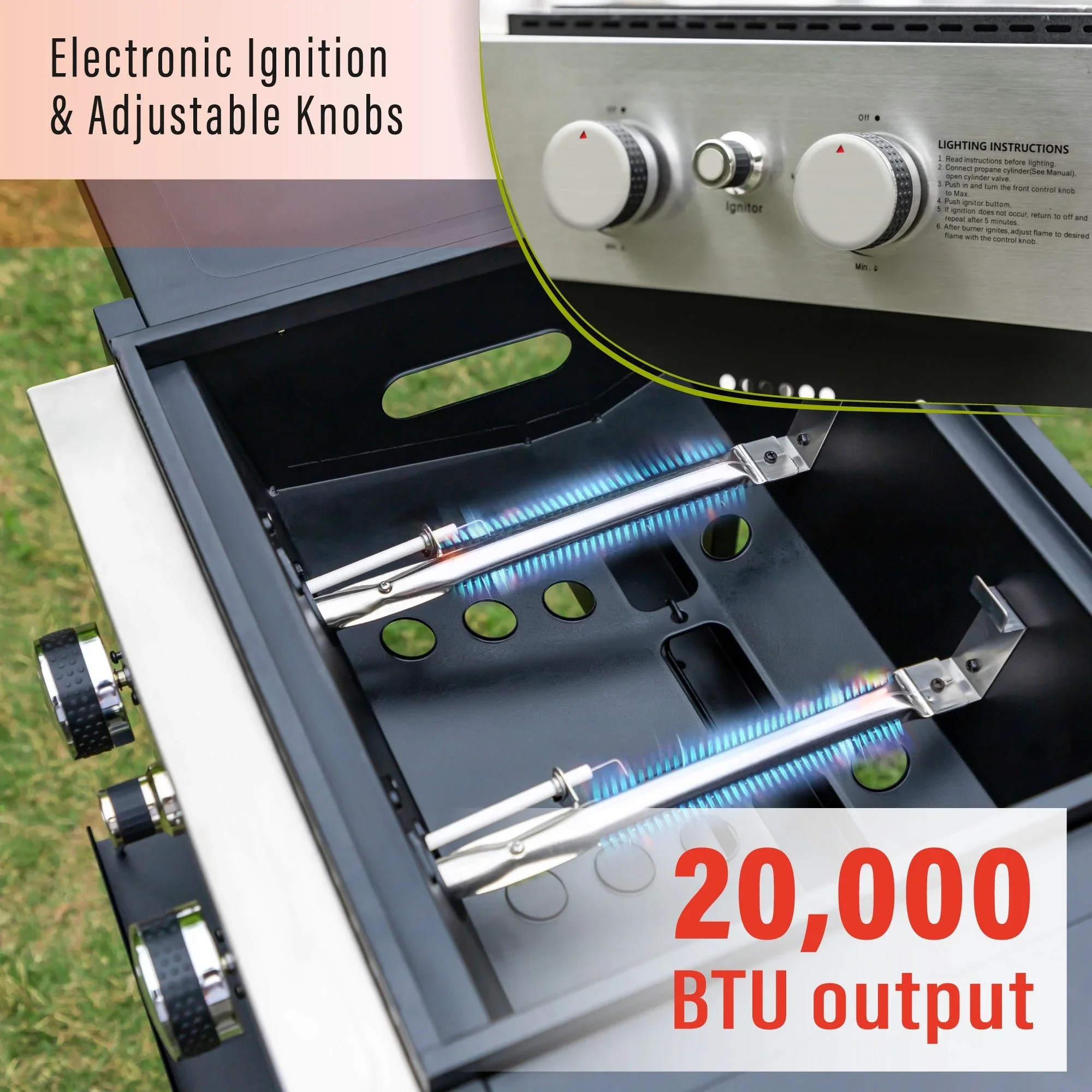 & William 2-Burner Gas Grill and Griddle Combo with Wheels