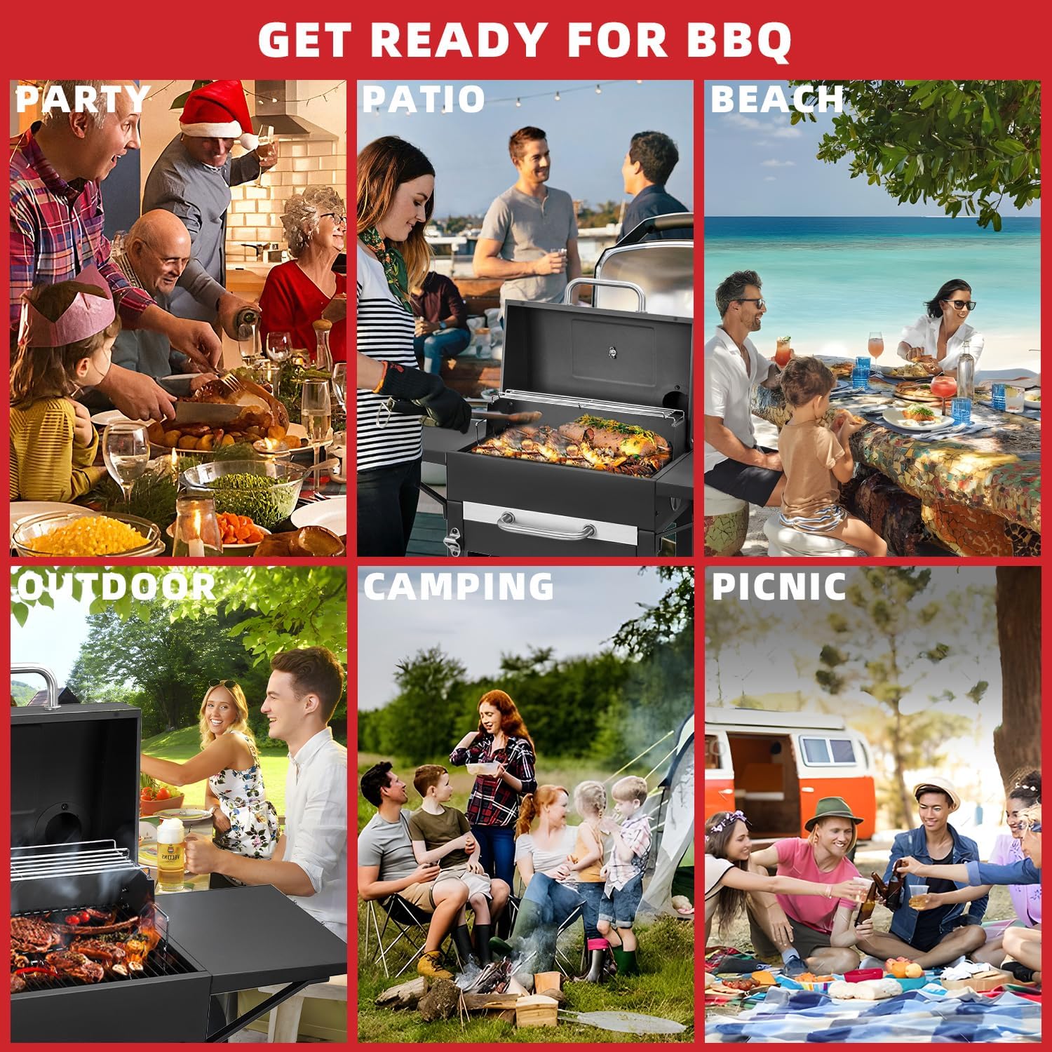 Kendane Charcoal Grill with Side Shelf, 353 Square Inch Cooking Area