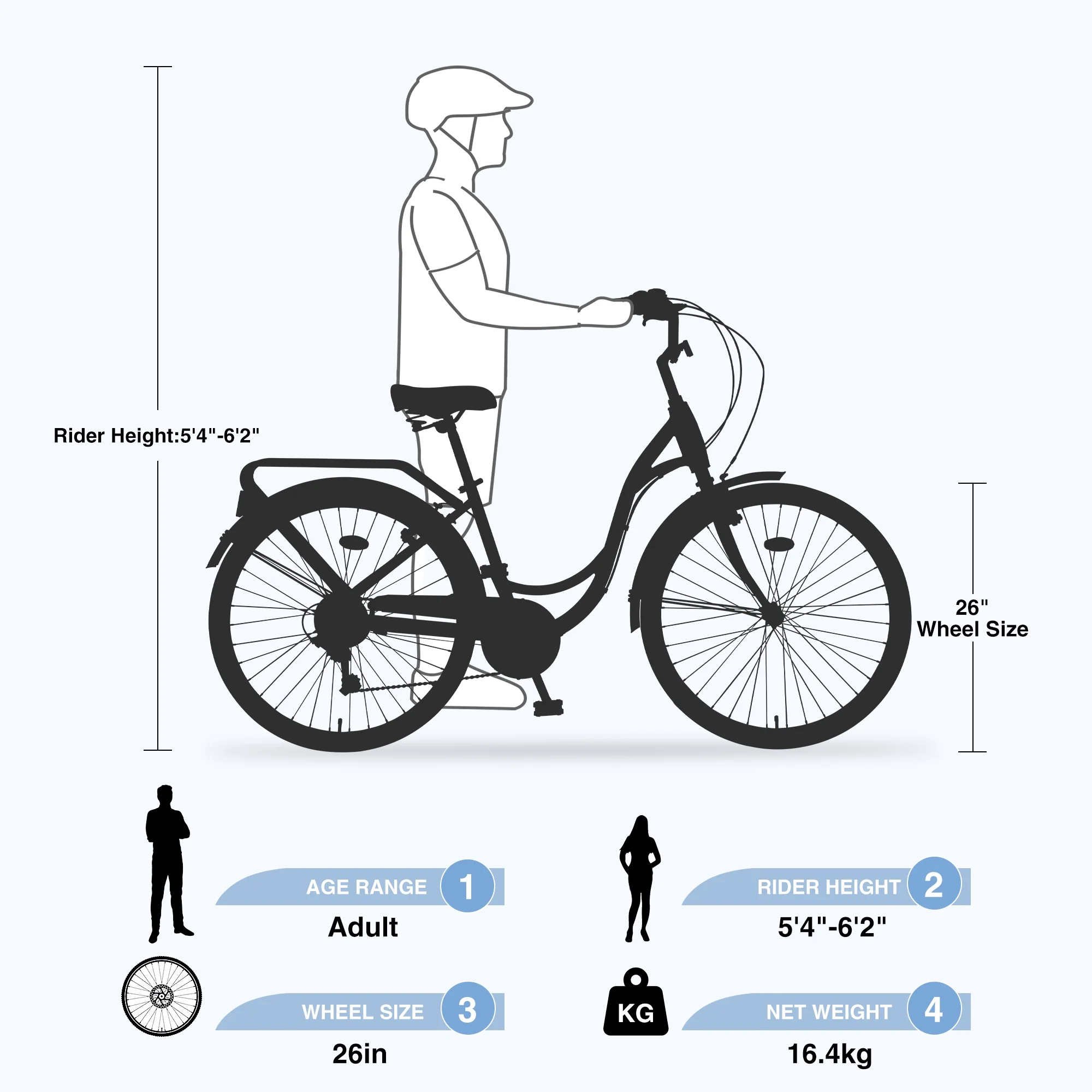 26 Inch Women's Bike, Adult Cruiser Bicycle 7 Speed Steel Frame City Commuter Bike for Ladies, Green - Image 4