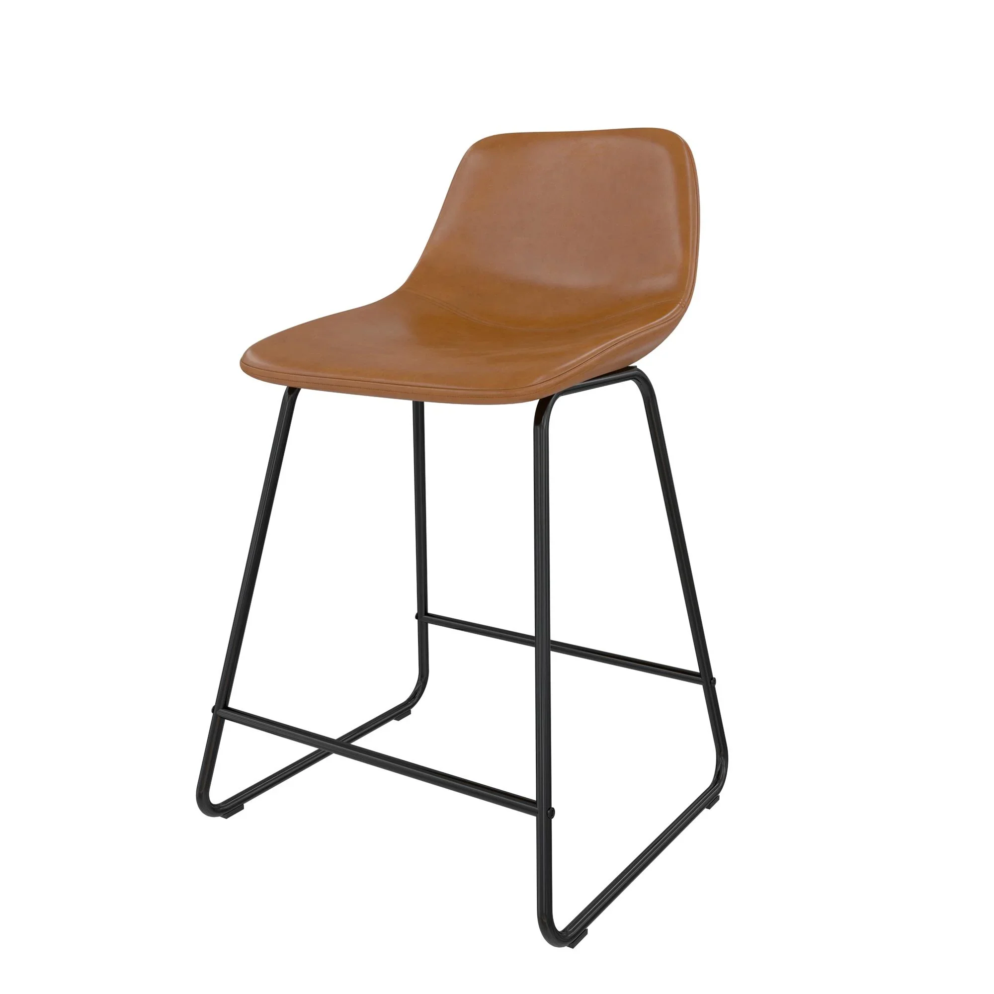 Better Homes & Gardens Scoop Counter Stool, Camel Faux Leather