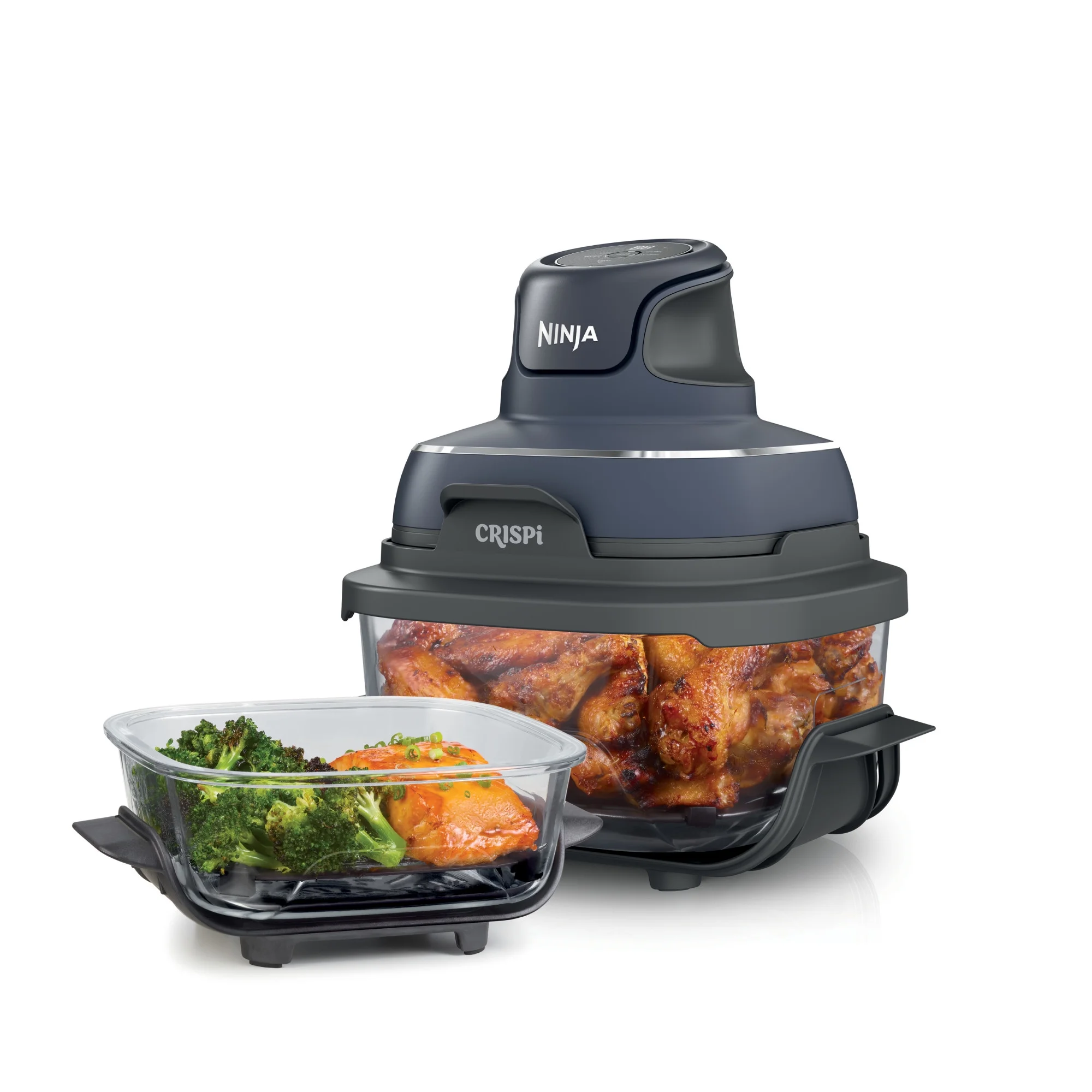 Crispi 4-in-1 Portable Glass Air Fryer Cooking System, 4-Qt 6-Cup Containers, Cyberspace(Cyberspace) - Image 3