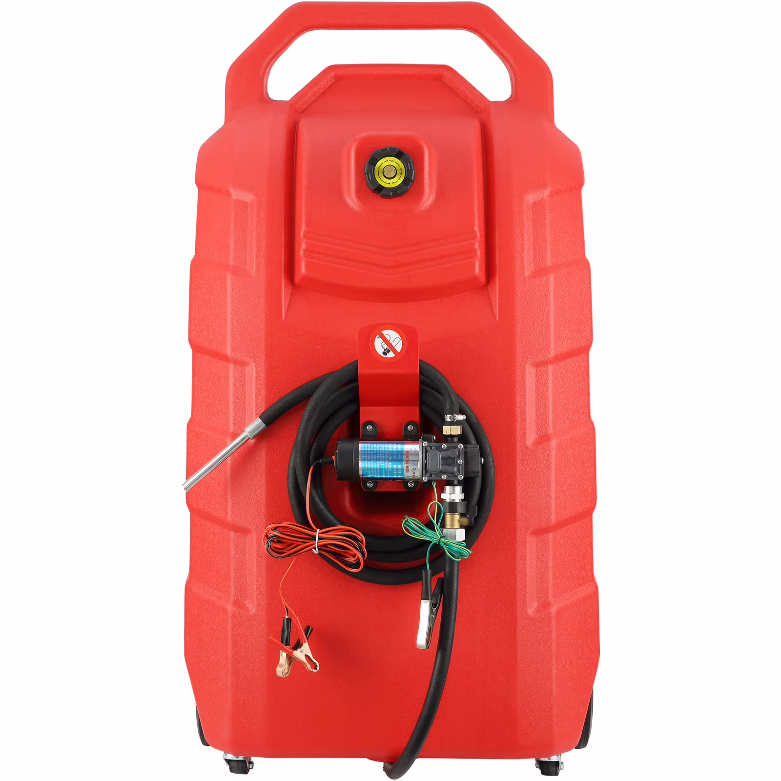 KFFKFF Fuel Carrier, 32 Gallon, Mobile Fuel Storage Unit on - Wheels, Equipped with 12V DC Transfer Pump, Gasoline Diesel Fuel Holder with 8.2 Ft Hose, Flow Rate 7 L/Min, Suitable for Trucks, Boats