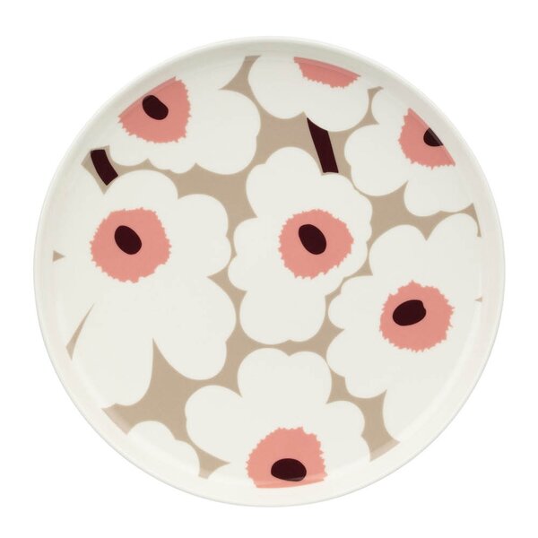 Oiva Unikko tallerken 25 cm hvit/vinrød