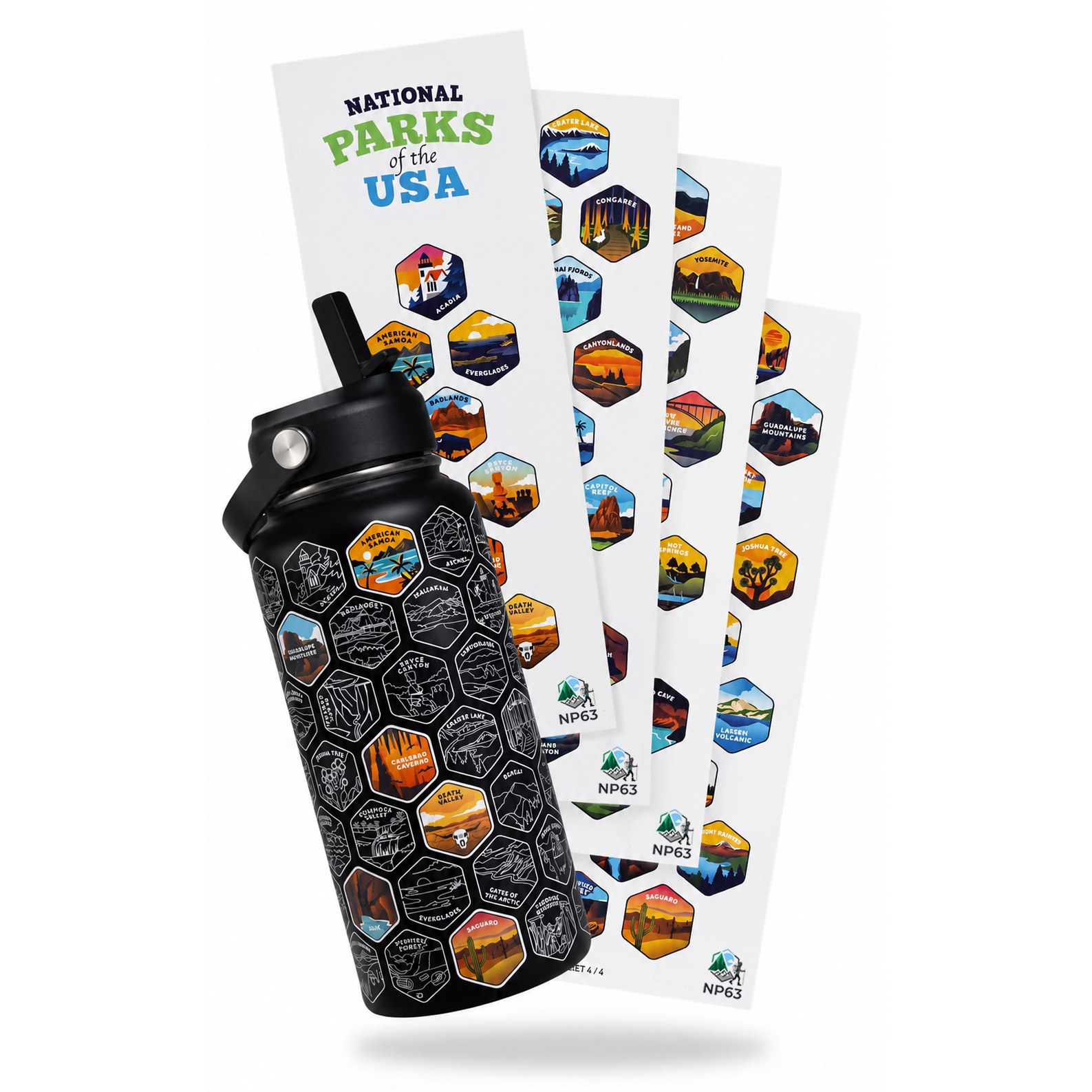 NP63 National Parks Water Bottle + Stickers