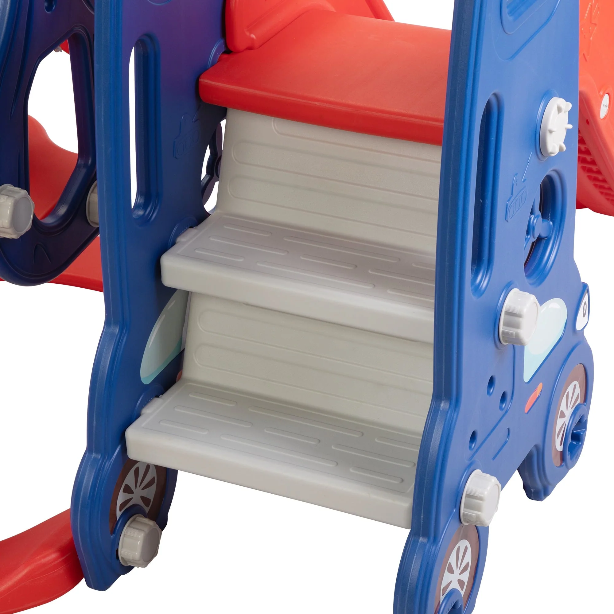 Kids-gift! 5 in 1 Slide and Swing Playing Set, Toddler Extra-Long Slide with 2 Basketball Hoops, Football, Ringtoss, Indoor Outdoor - Image 8