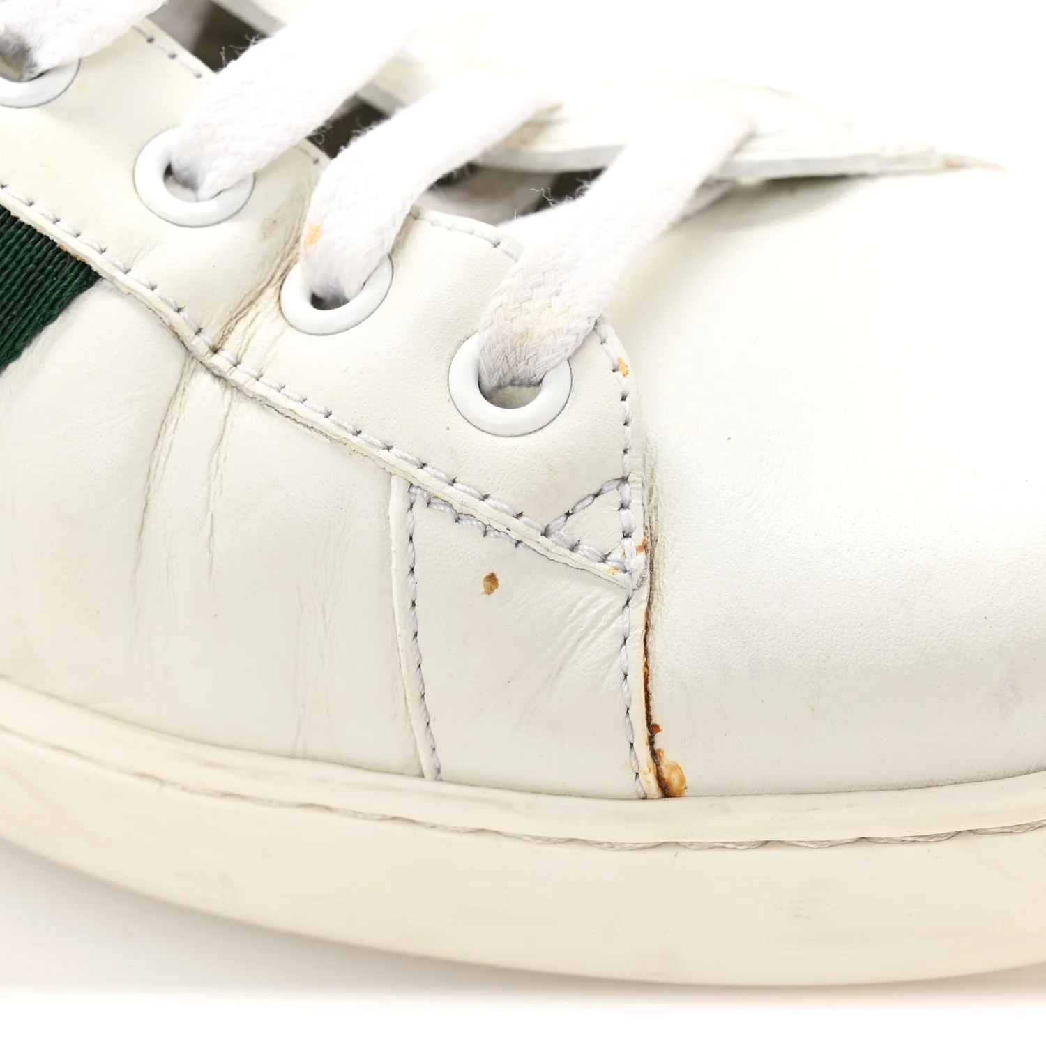 Calfskin Crocodile Web Mens Ace Sneakers 9 White Green