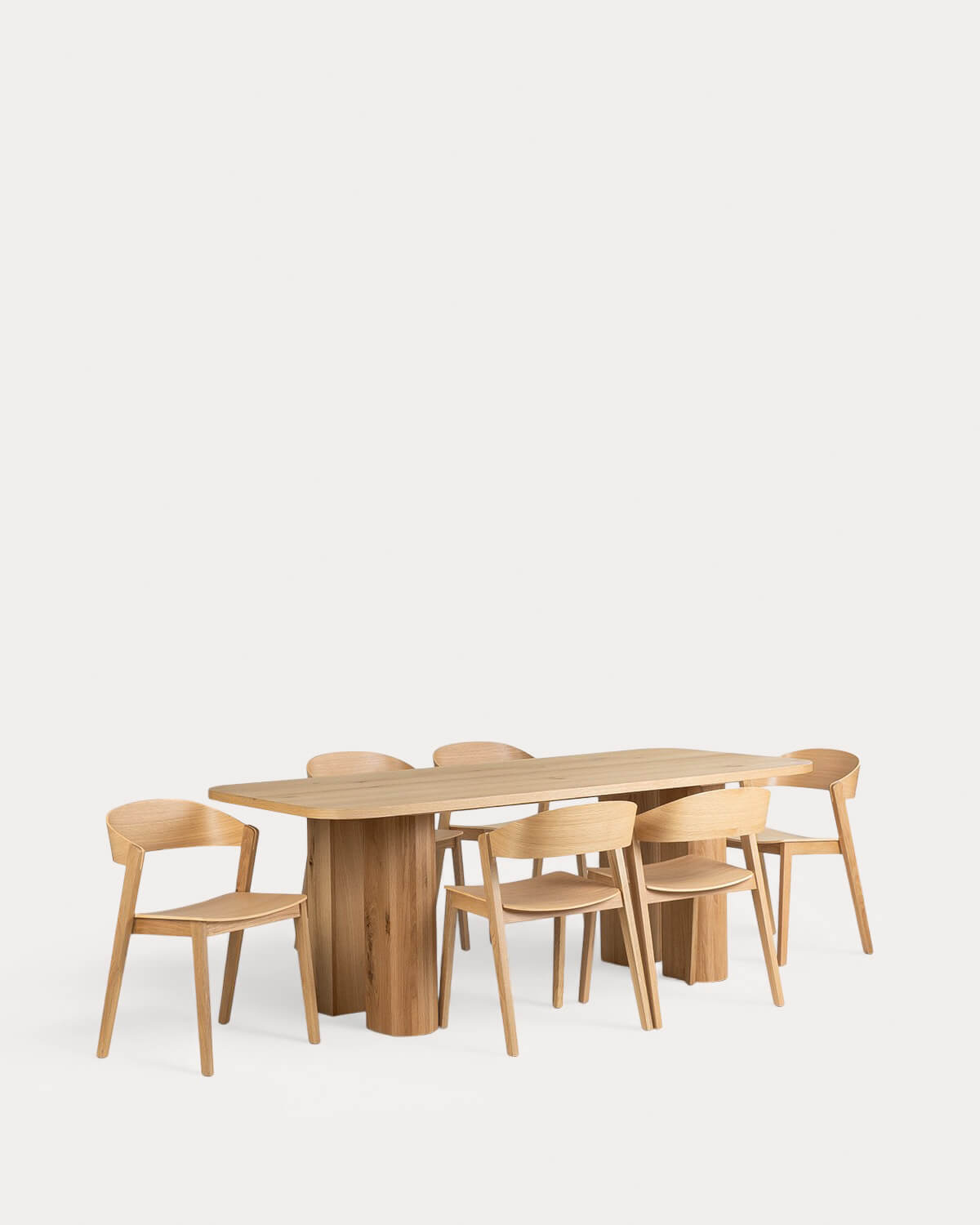 Set Frichi - Laly - Set de Mesa de Comedor Rectangular de Madera (210x90 cm) Frichi y 6 Sillas de Madera Laly