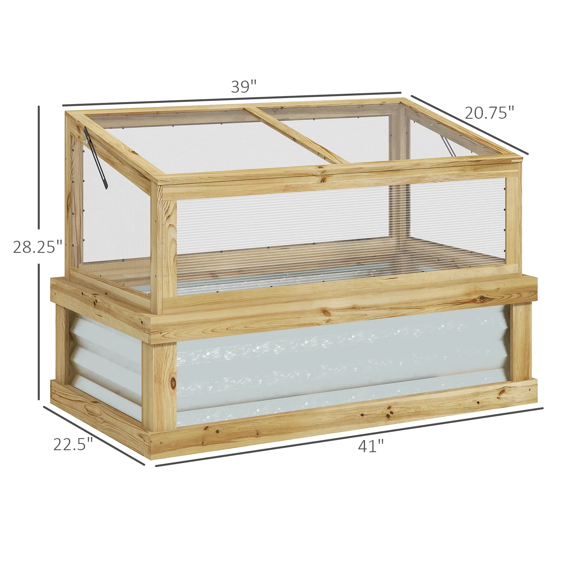 Outsunny Raised Garden Bed with Wooden Cold Frame, 41 x 22.5 x 28.25